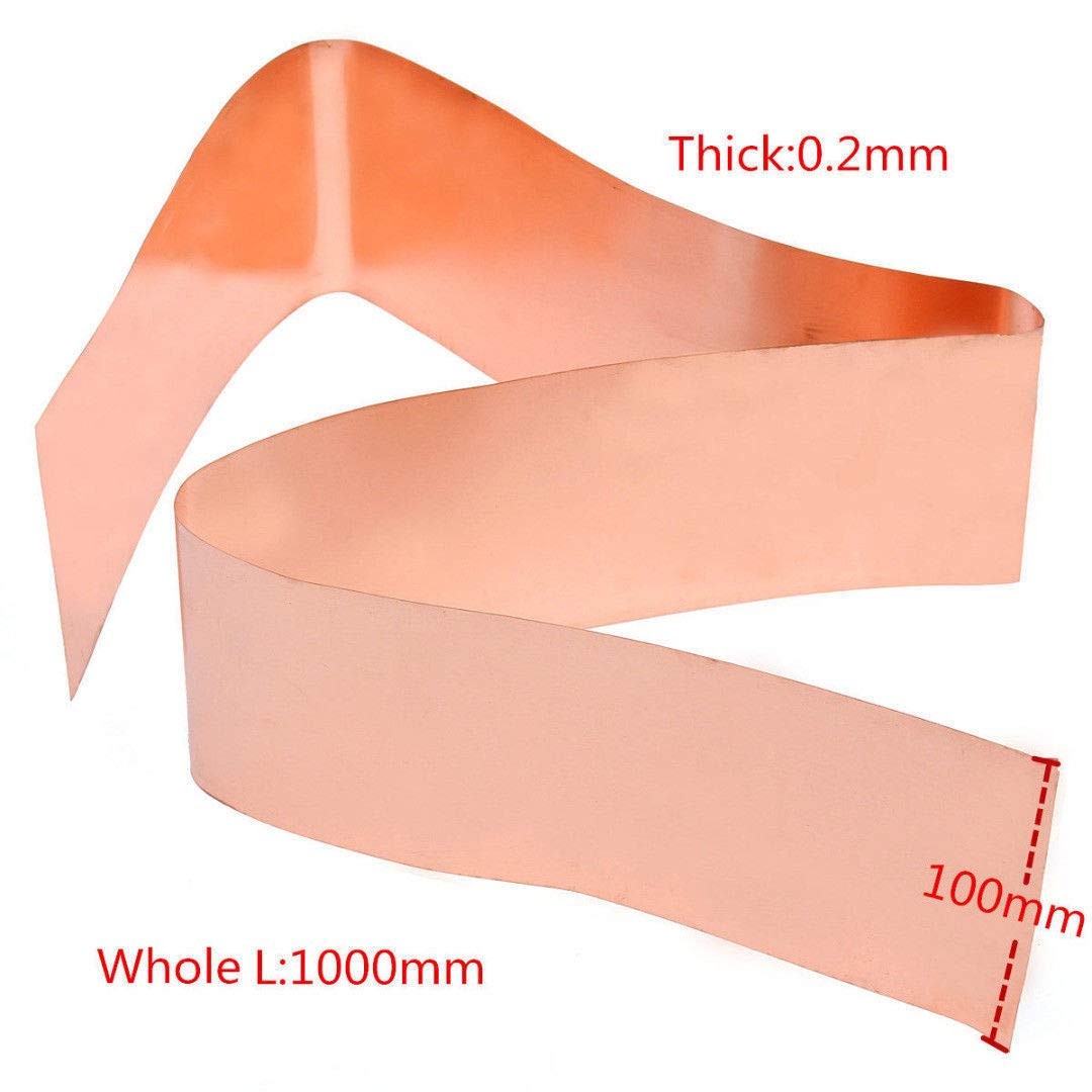LTKJ 99.9% Pure Copper Metal Sheet Cu Conductive Foil Roll Tape 0.2 x 100 x 1000