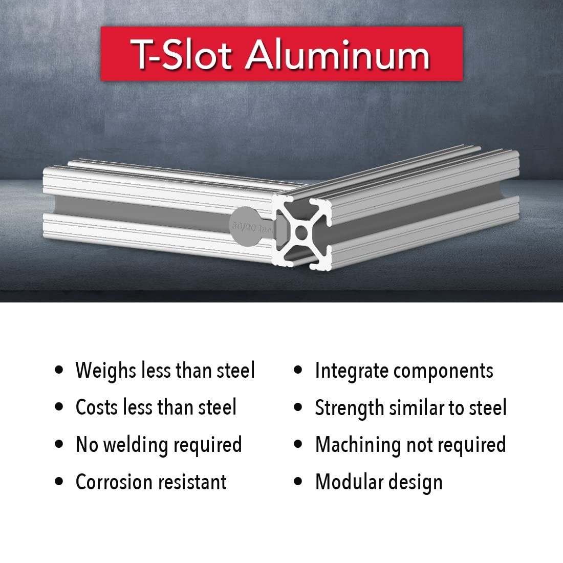 1″ x 1″ T-Slotted Aluminum Extrusion Rail – DIY Linear Slot Bar, Clear Anodized,