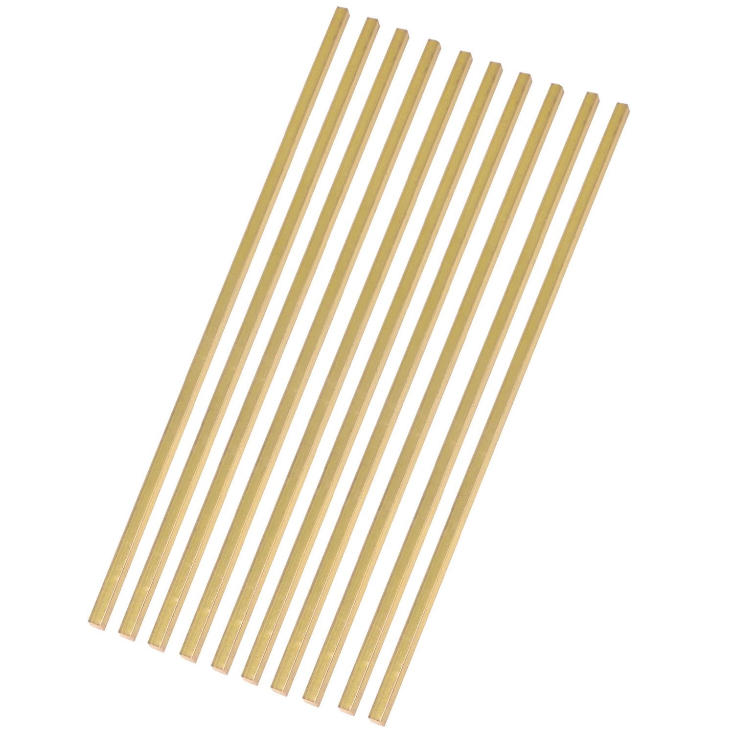 10 PCS C360 Brass Square Bar 1/8×1/8×12 Inch Solid 0.118 Inch Flat Mill Stock
