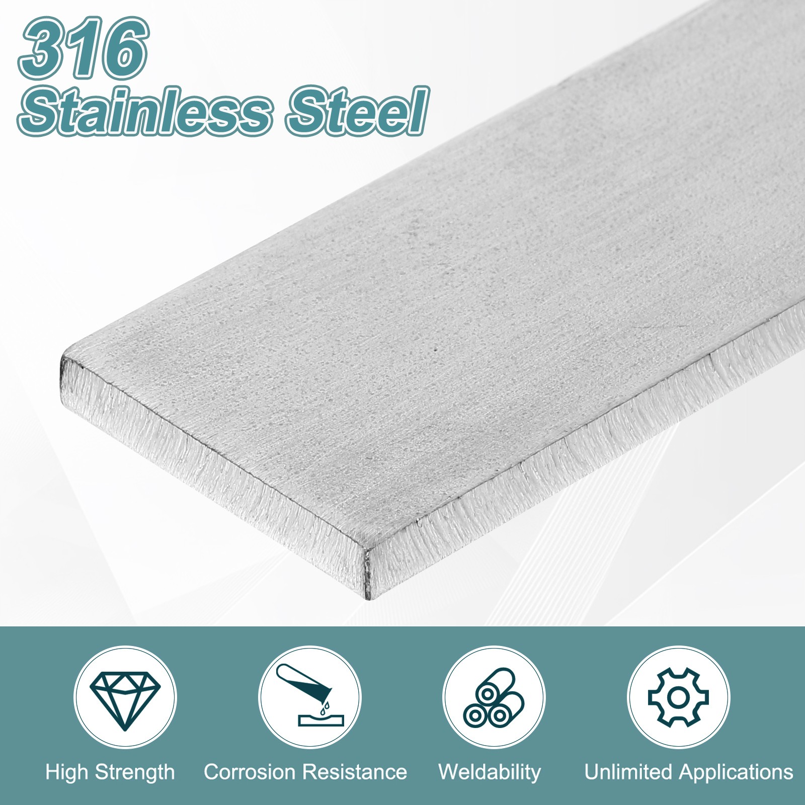 3/16″ Thickness 1-3/16″ Width 6″ Length 316 Stainless Steel Flat Bar Metal Sheet