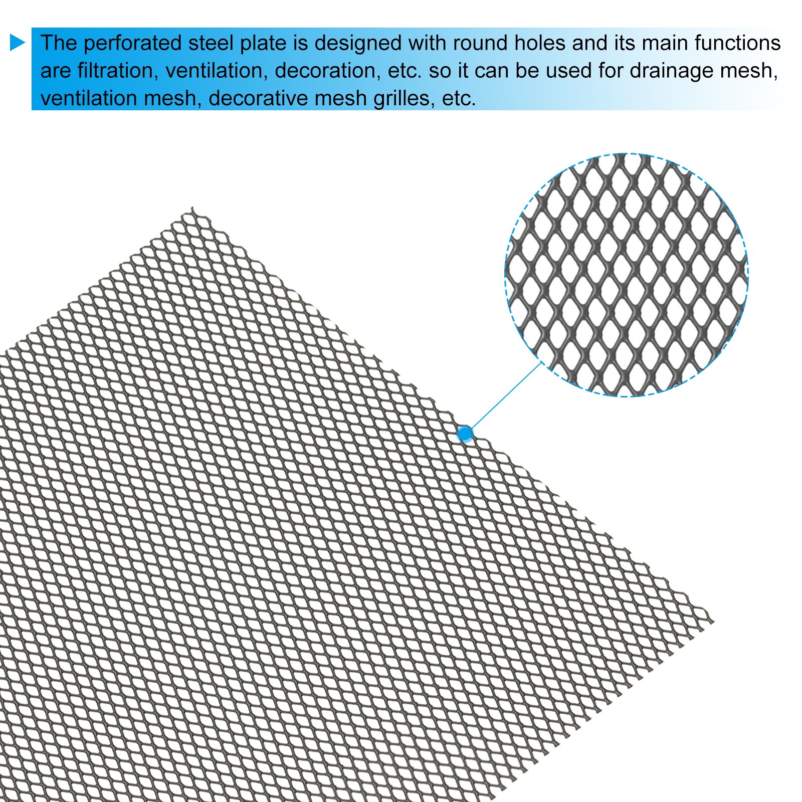 4″L x 4″W Universal Car Grill Mesh, 2Pcs 2x3mm Diamond Hole, Black