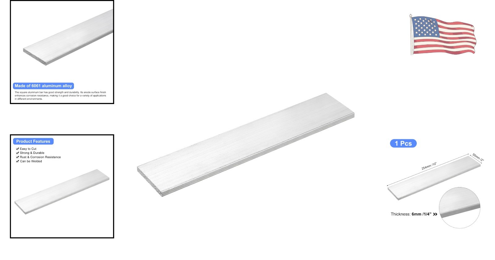 6061 Aluminum Flat Plate, 6 x 50 x 254mm – Ideal for Construction Needs