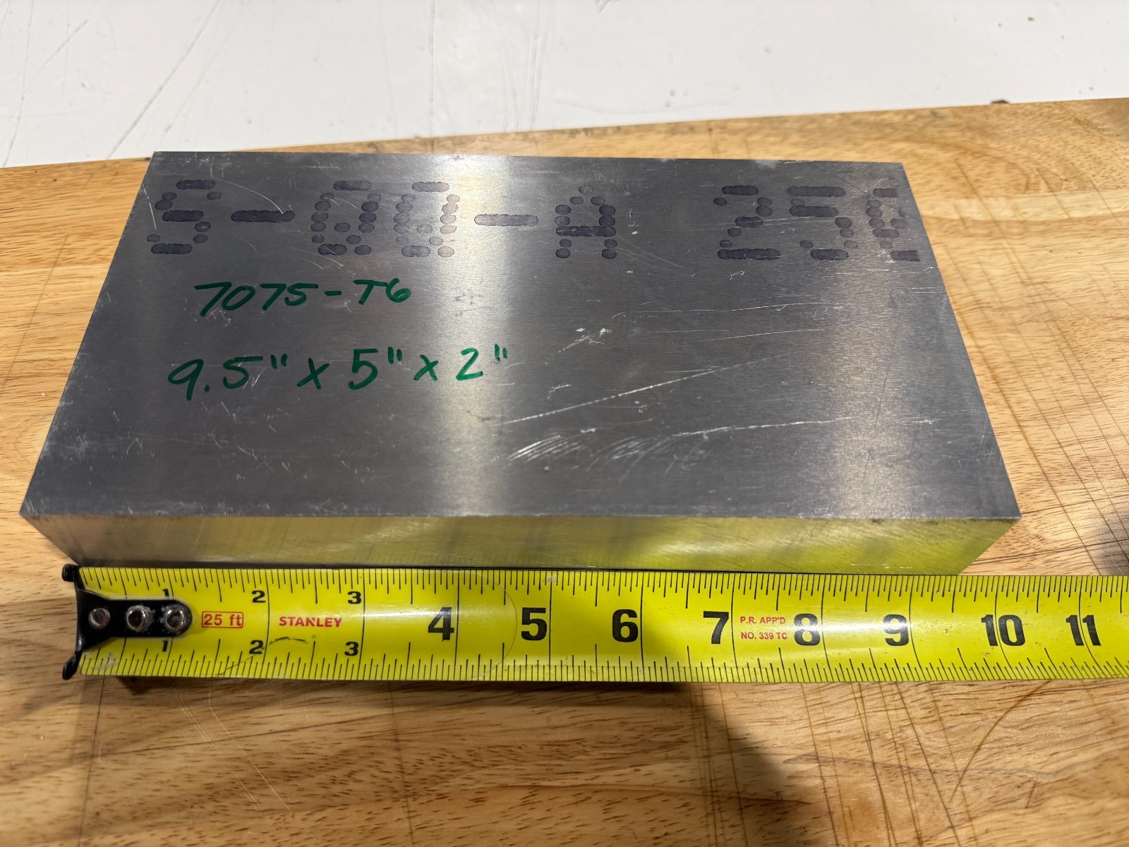 7075 T6 Aluminum Billet Stock 9.5 x 5 x 2 Block
