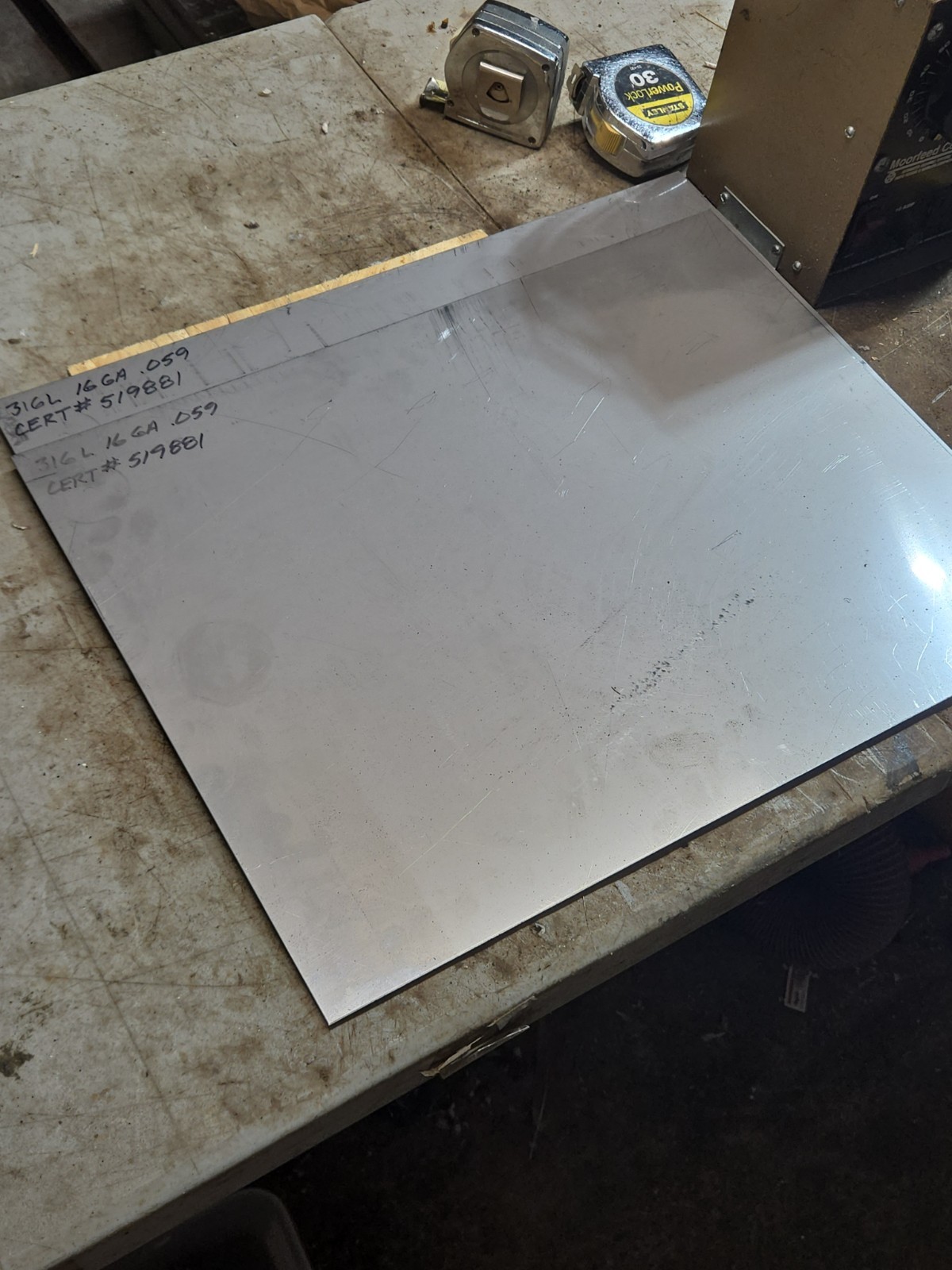 316L Stainless Steel Sheet 20″ X 15.5″ X .059″ Lot Of 2