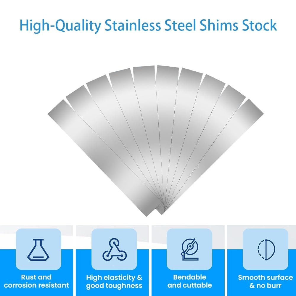 30 Pieces Shim Stock Assortment Metal Shim Stock 304 Stainless Steel Strips 1…