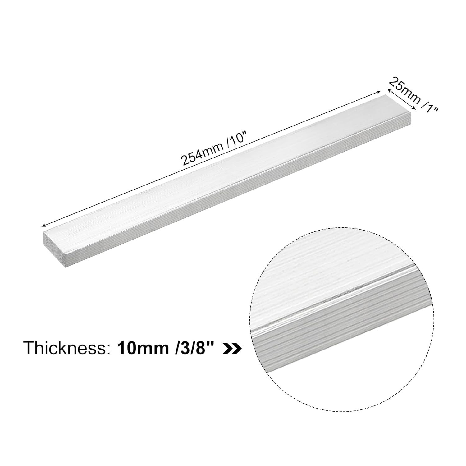 Lightweight and Corrosion-Resistant 6061 Aluminum Square Bar, 3/8″ x 1″ x 10″