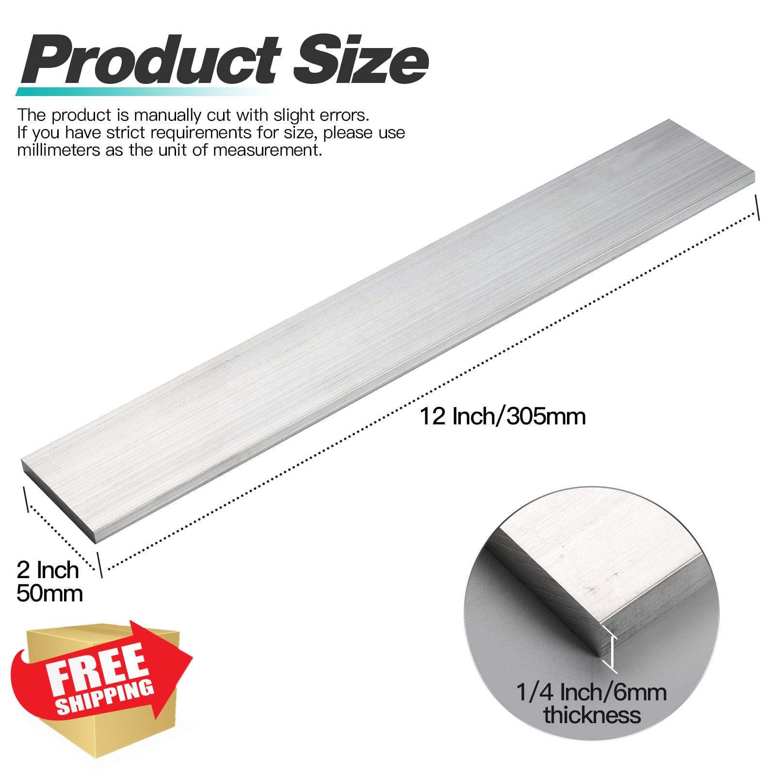 DOUYUDAO 3pc 1/4x2x12inch Aluminum Flat Bar