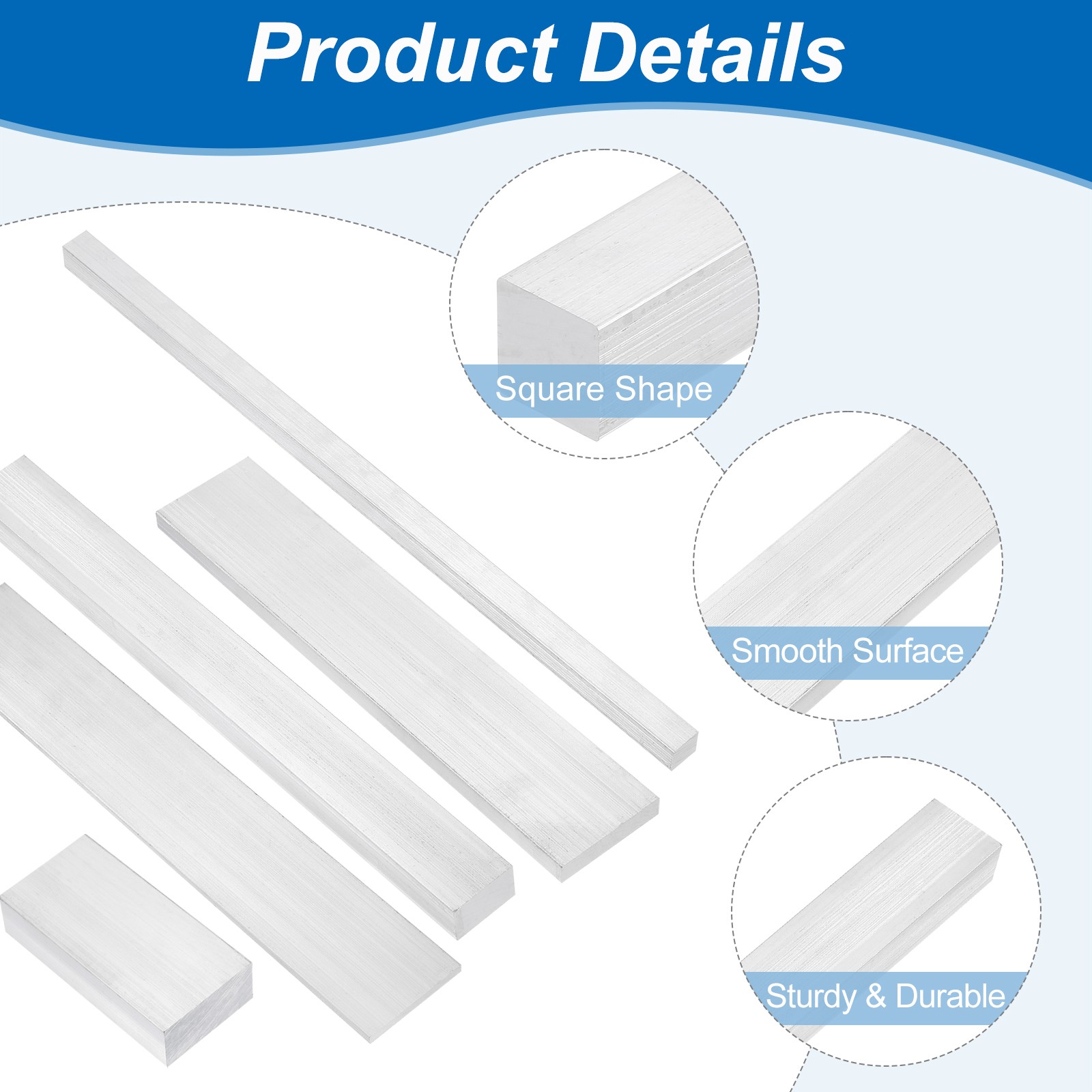 Square Aluminum Flat Bar 1/4″ Thickness 1″ Width 12″ Length