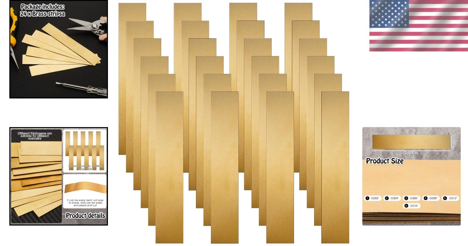 24pc Brass Shim Stock Kit – 6 Thicknesses