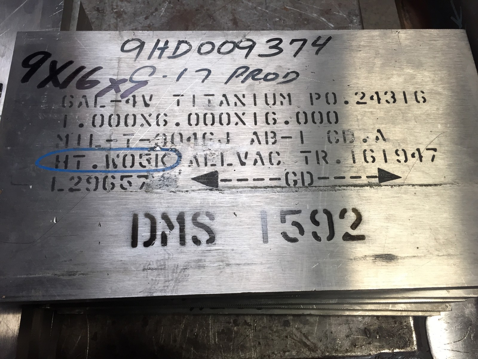 Titanium Plate 6Al4V 10.375″ x 13.5″ x 1″