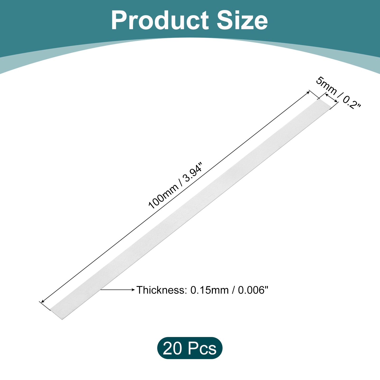 20 Pcs Pure Nickel Sheet, 99.6% Nickel Plate, 0.006″x0.2″x3.9″(0.15x5x100mm)