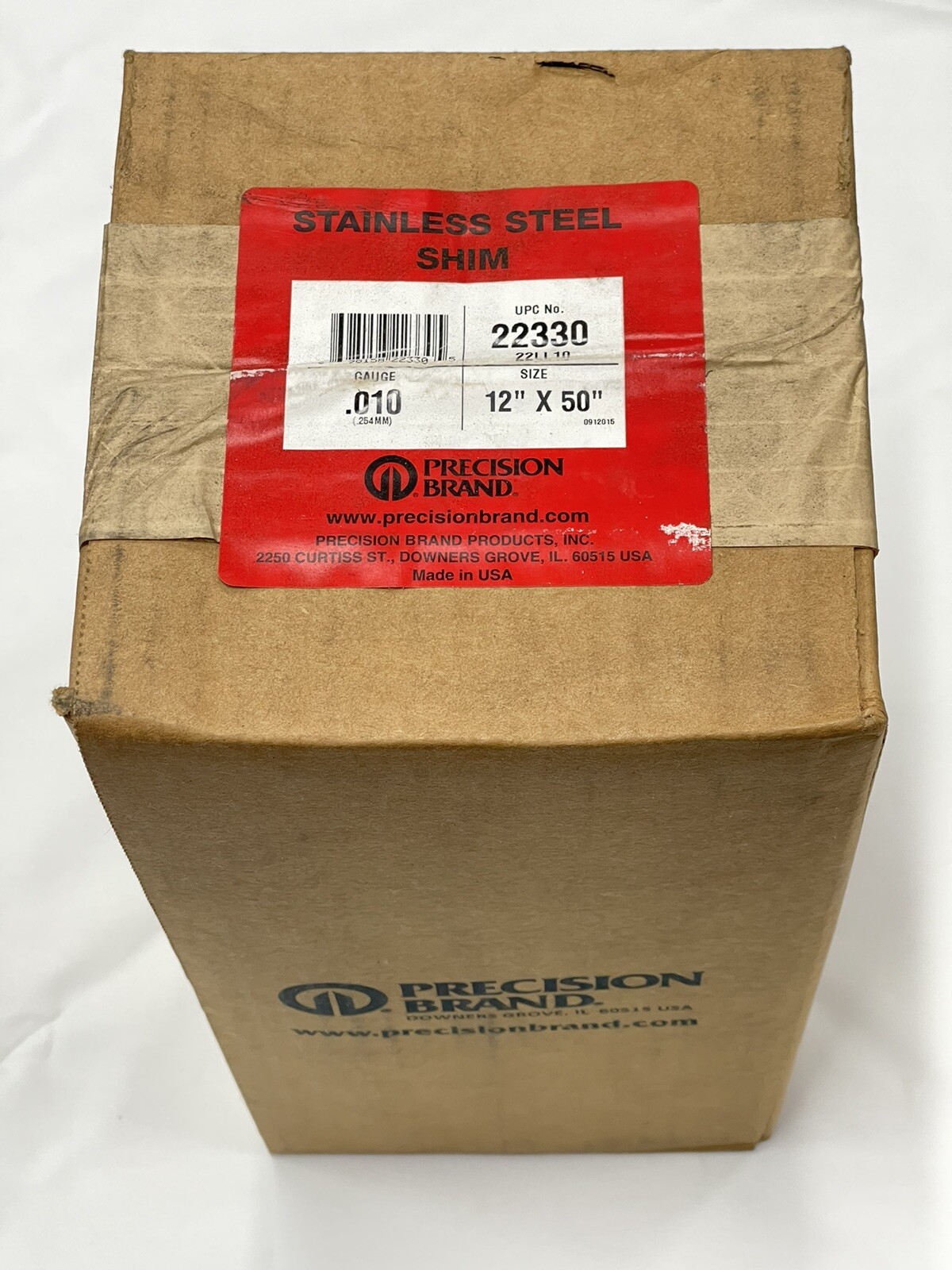 Precision Brand Stainless Steel Shim Roll 12″ x 50″ 0.010″ 0.254mm 22330 22LL10