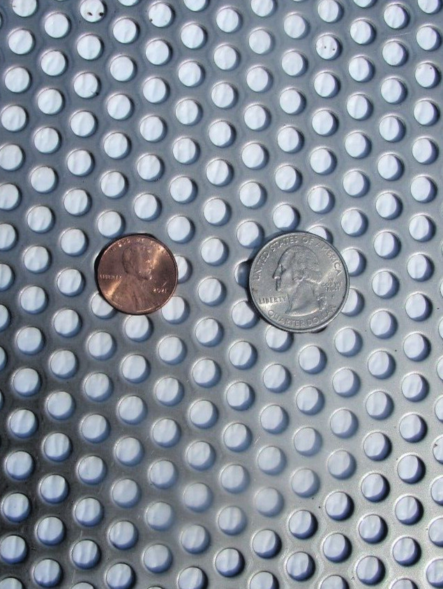 1/4″ HOLES ON 3/8 CENTERS – 16 GA.- STAINLESS PERFORATED SHEET—4″ X 11-1/2″