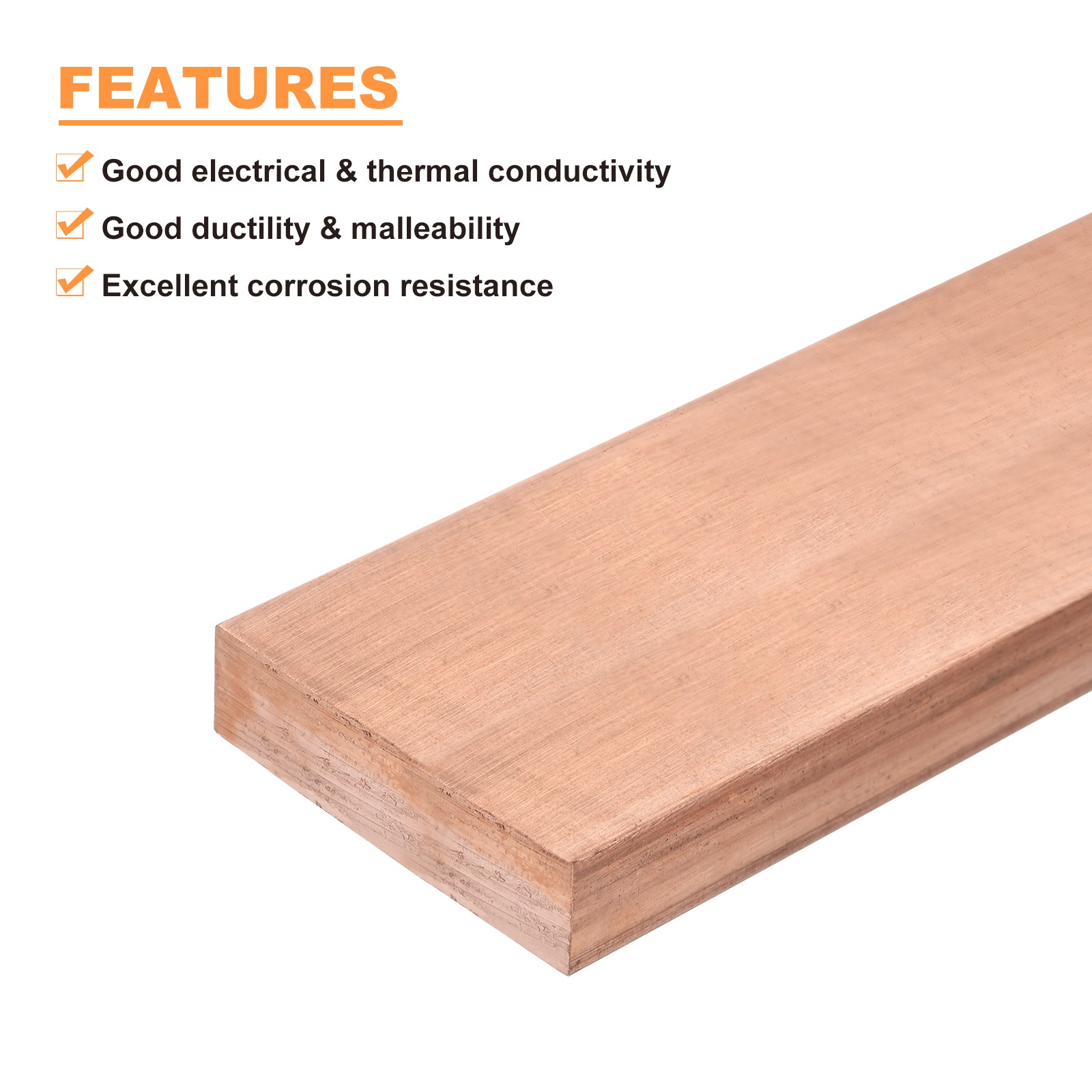 Copper Flat Bar 3/8″ Thickness x 2″ Width x 6″ Length Copper Bar Stock