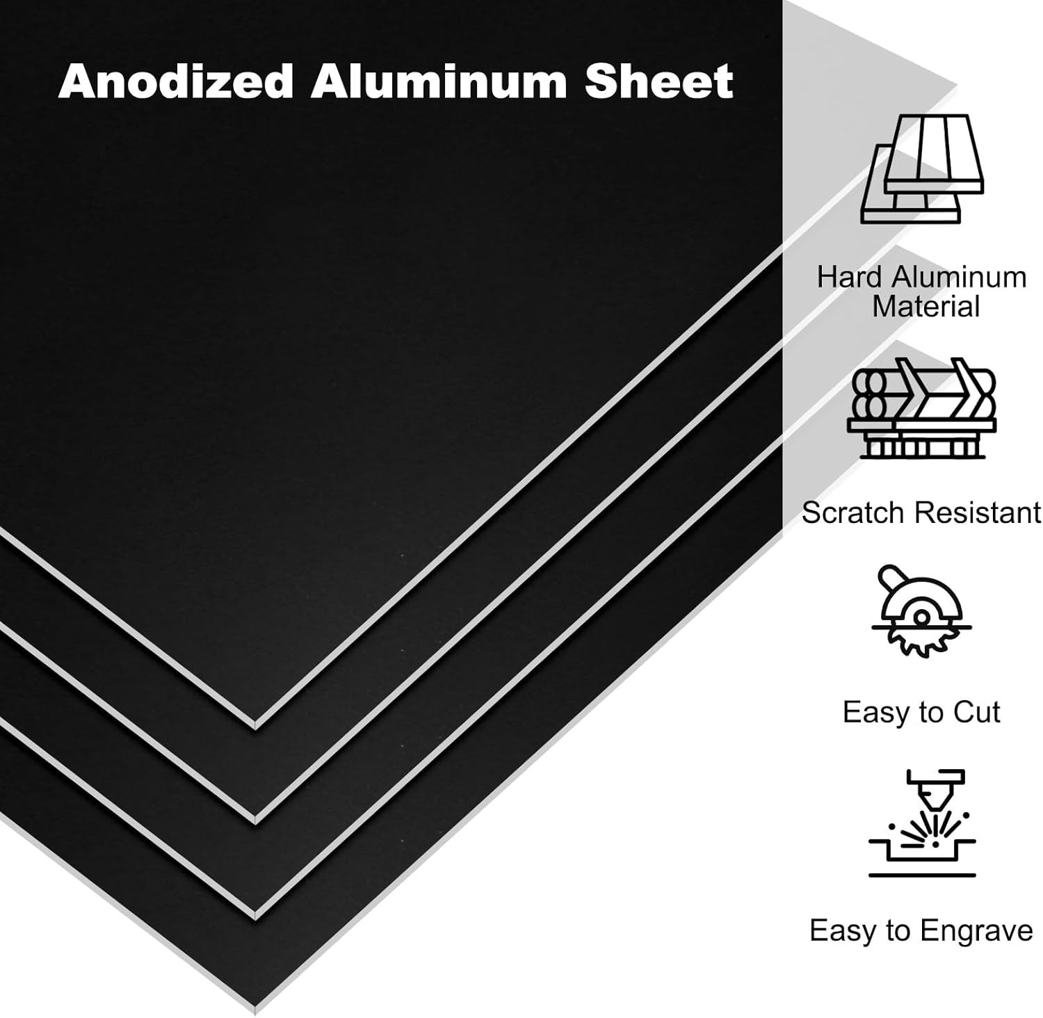 7x5x1/32inch Anodized Aluminum Sheet, 10Pcs Metal Rectangle Aluminum Plate 0.8mm