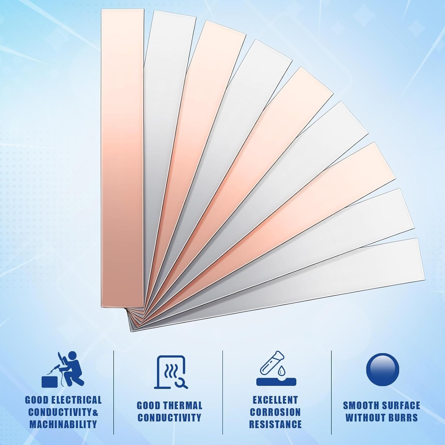 12 Pcs Pure Copper Zinc Anode Sheet 99.9% High Purity Copper Zinc Electrode Stri