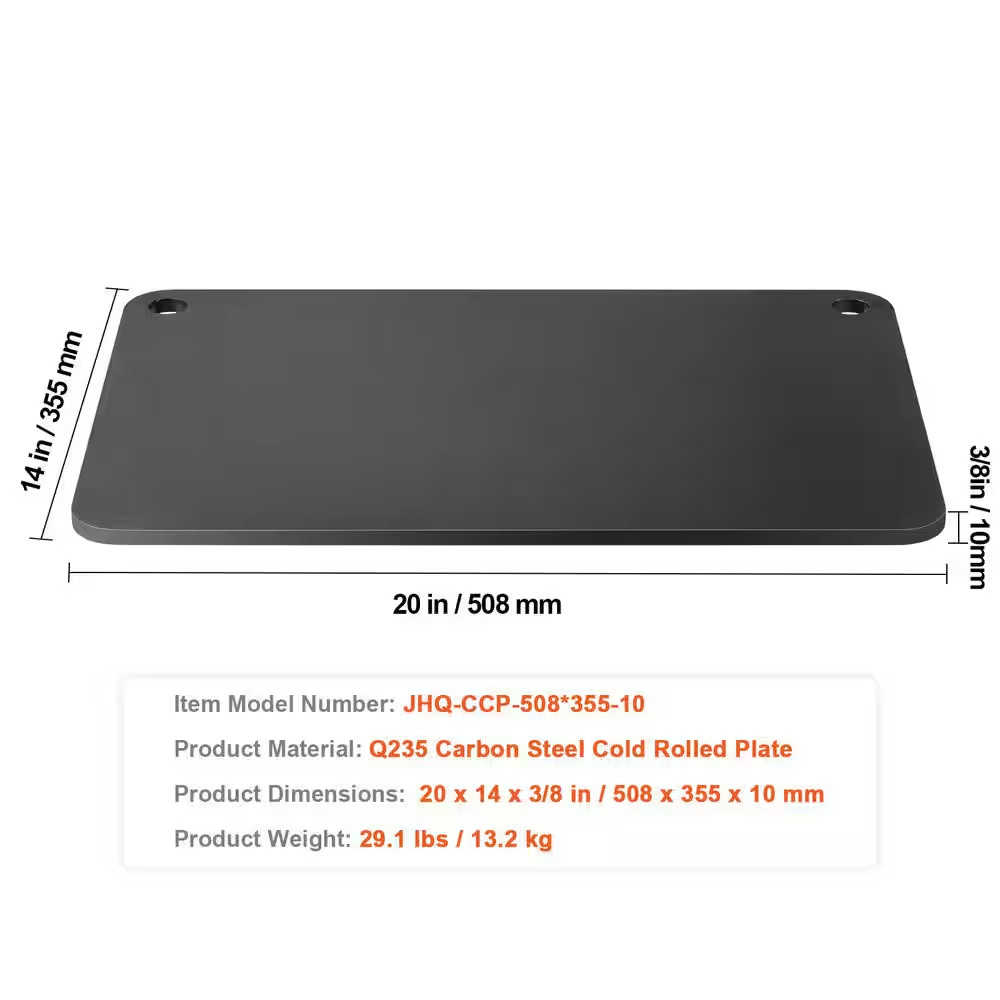 20 X 14 X 3/8 In. Pre-Seasoned Carbon Steel Pizza Steel Plate, High Conductivity