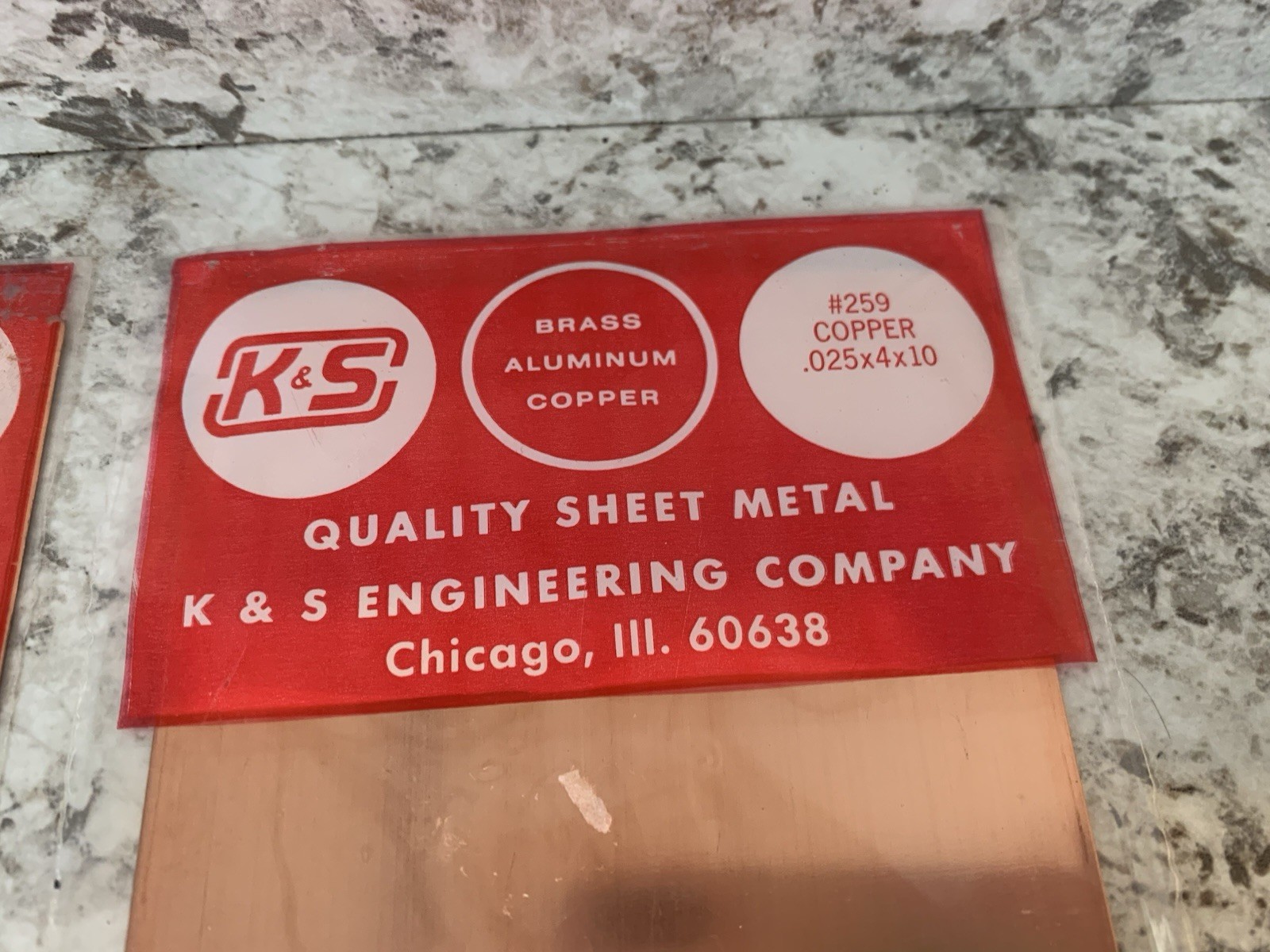 K & S Precision Metals COPPER .025″ x 4″ x 10″ 3 Sheets Stock #259 NOS Hobby