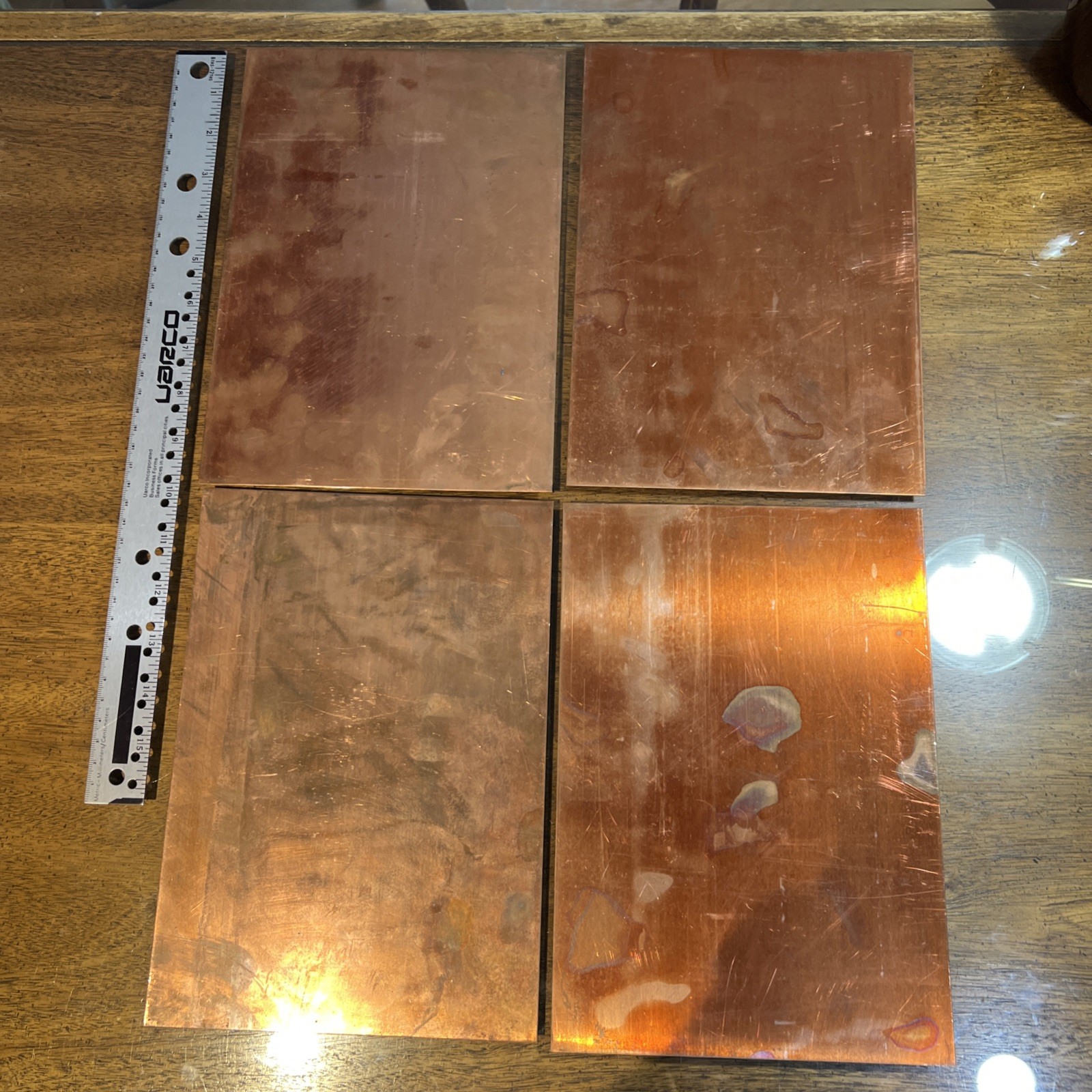 4 Pieces Copper Sheets Plates for Crafts/ Enamel, 10” X 7” New/old Inventory