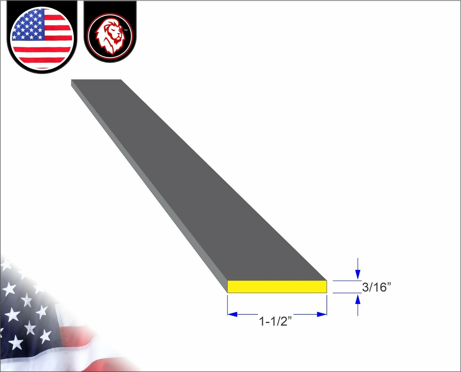 3/16″ x 1-1/2″ Metal Flat Bar – Mild Steel – Flat Metal Stock – 60″ Long (5-ft)
