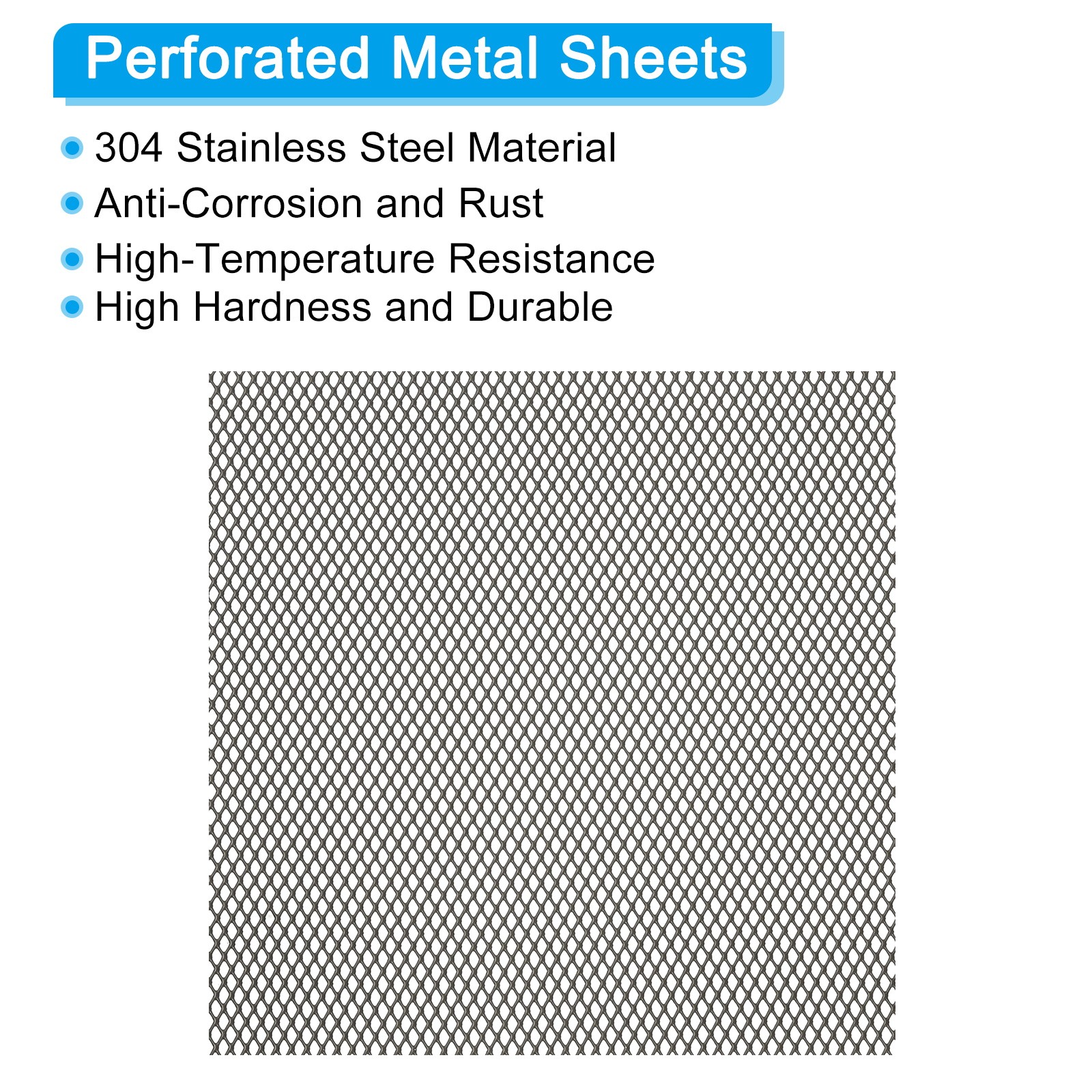 4″L x 4″W Universal Car Grill Mesh, 2Pcs 2x3mm Diamond Hole, Black