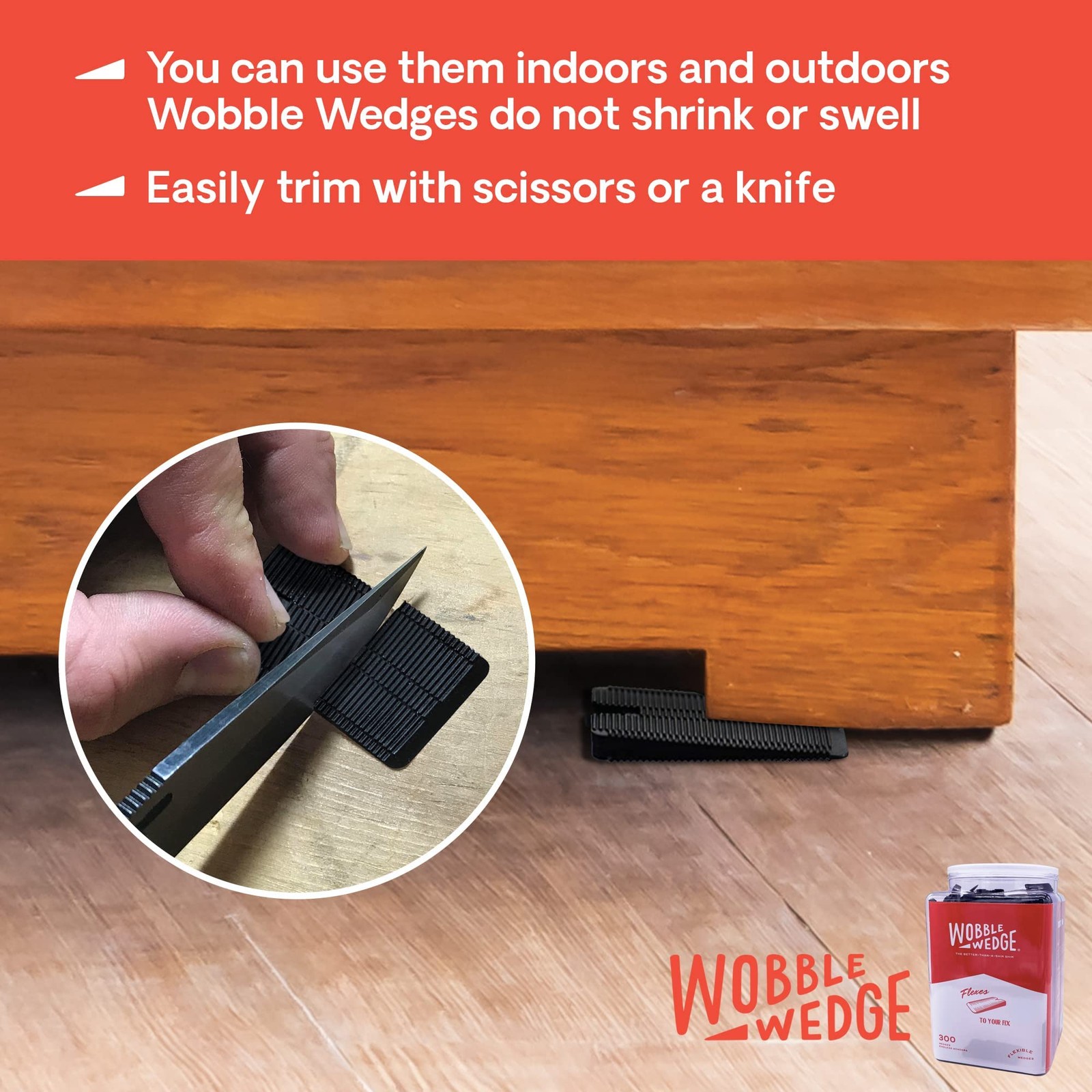 Flexible Plastic Shims 300-Pack – Leveling Wedges for Furniture, Appliances