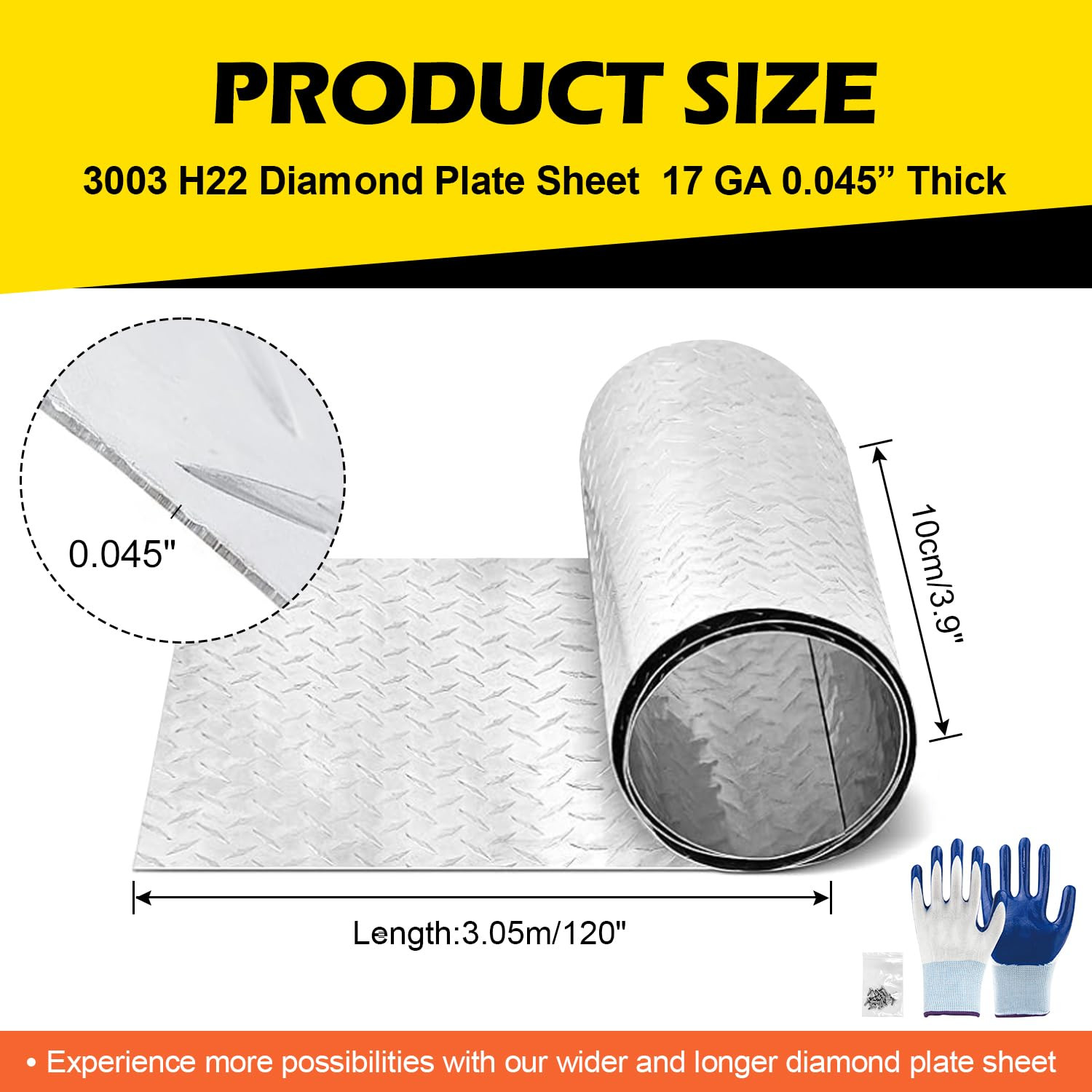Diamond Plate Aluminum Sheet – 3003 H22, 17GA 0.045″ Thick, Heavy-Duty Aluminum
