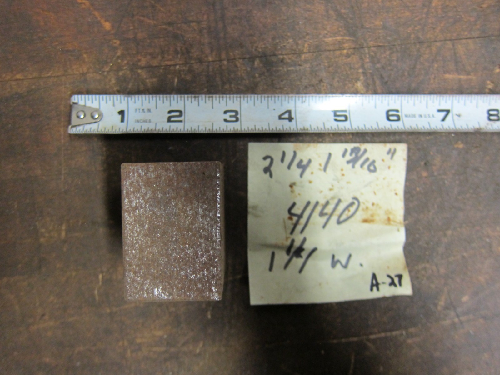 4140 Tool Steel Flat Bar/Block – 2.25″ Thick x 1.812″ Wide x 1.25″+ Length