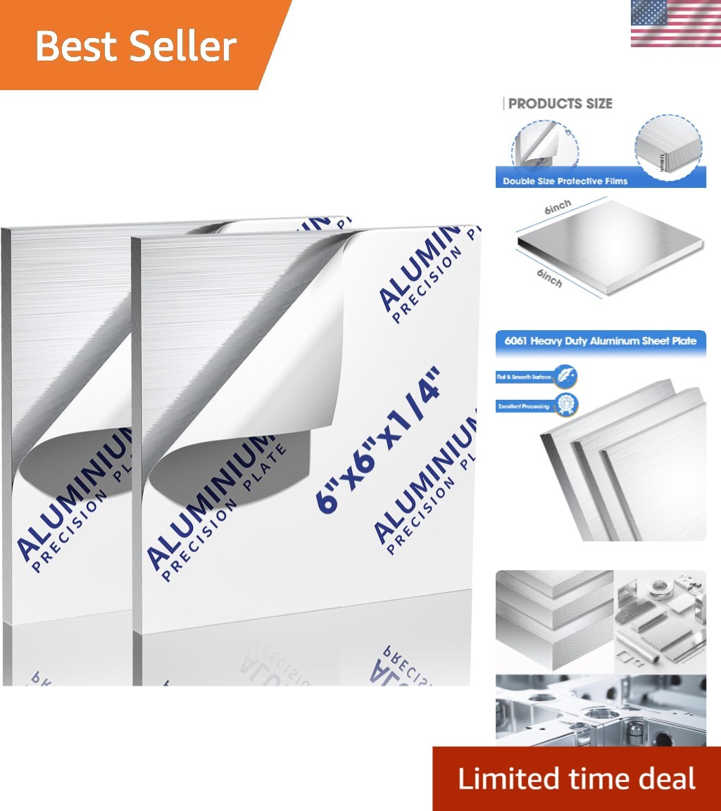 2PACK 1/4Inch Thick Aluminum Sheet Plate, 6″x6″ Heavy Duty Aluminum Sheets Pl…