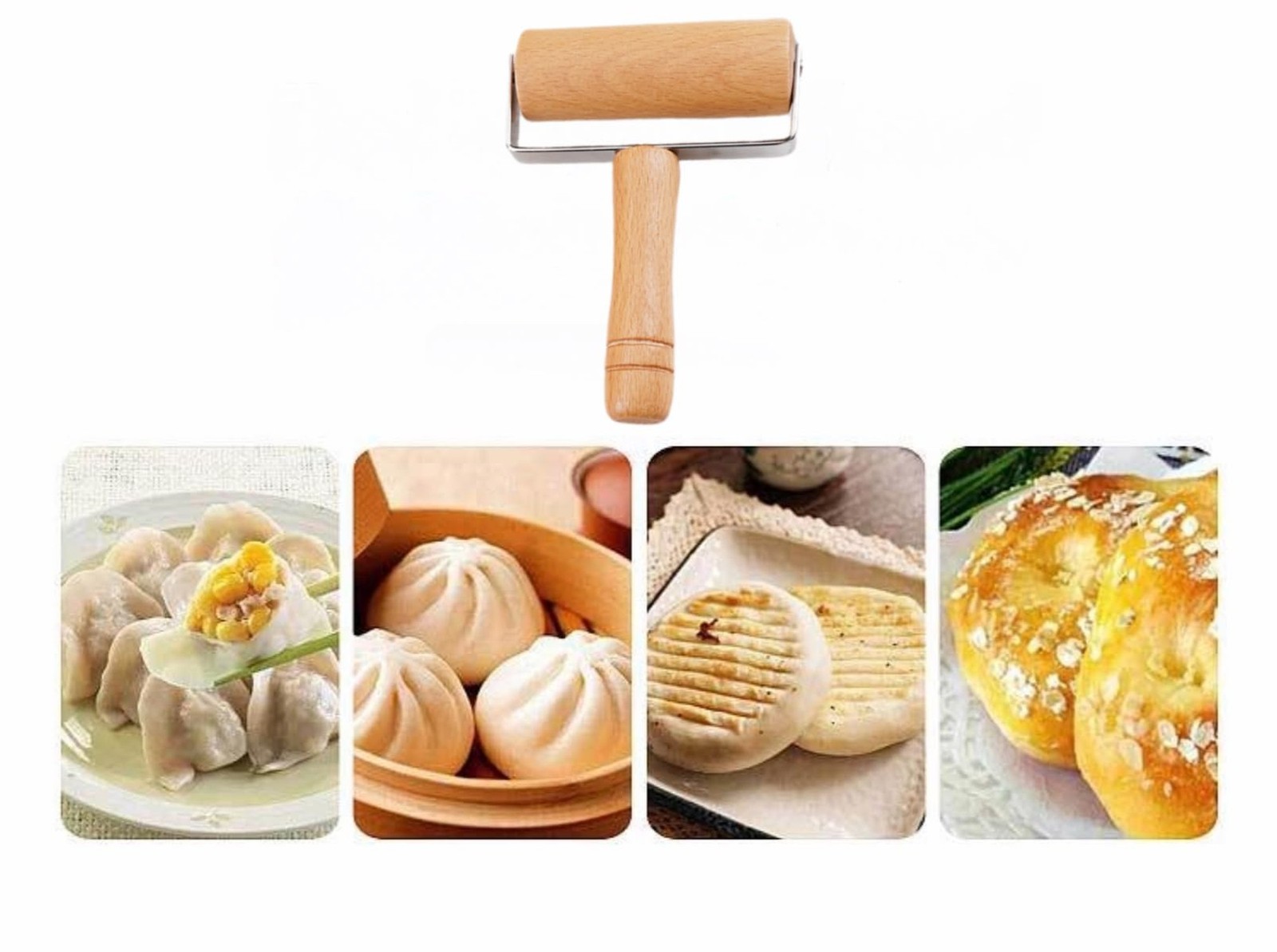Stainless Steel & Beechwood Rolling Pin with Adjustable Thickness – Ergonomic…