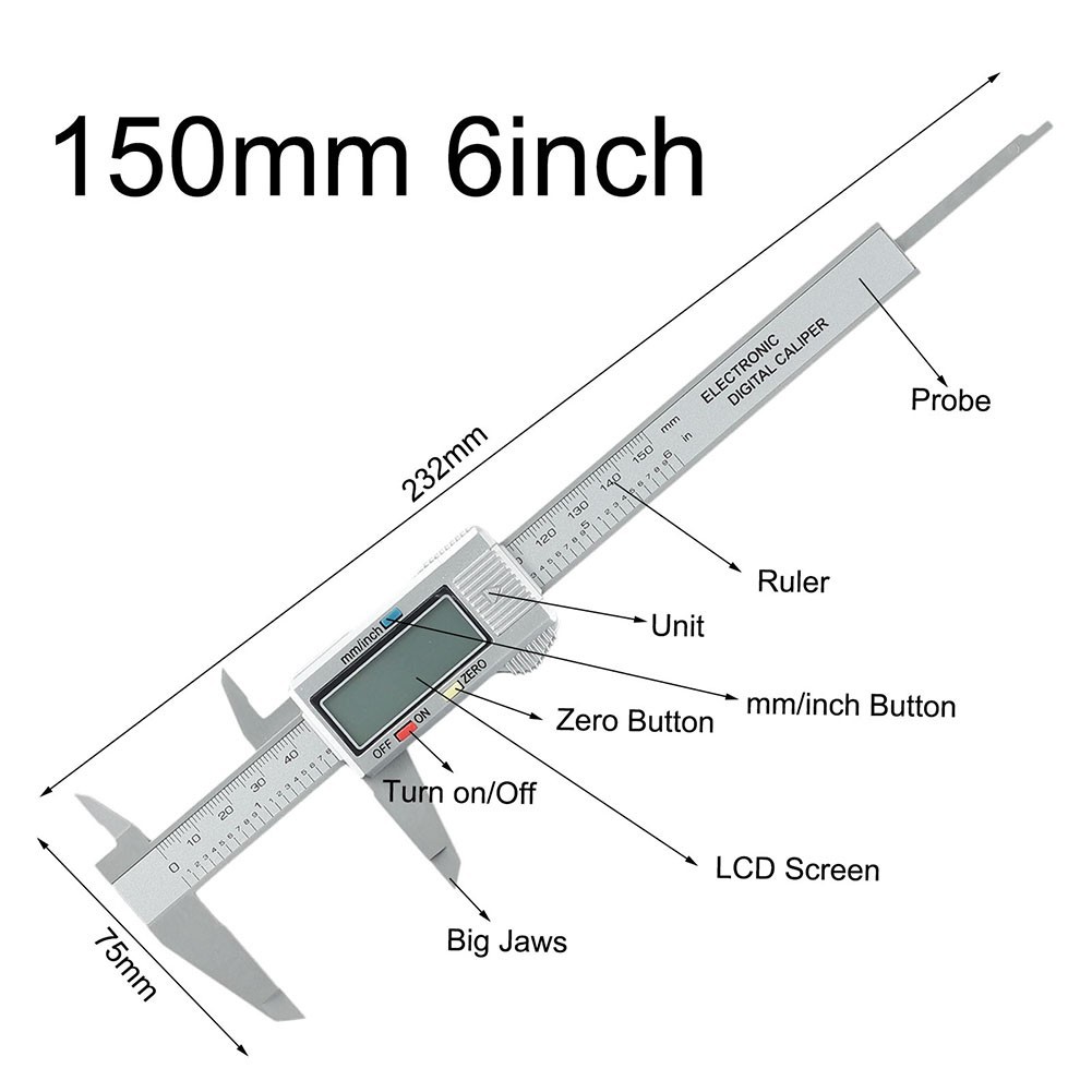 High Precision Digital Caliper 6inch Tool for Various Measurement Needs
