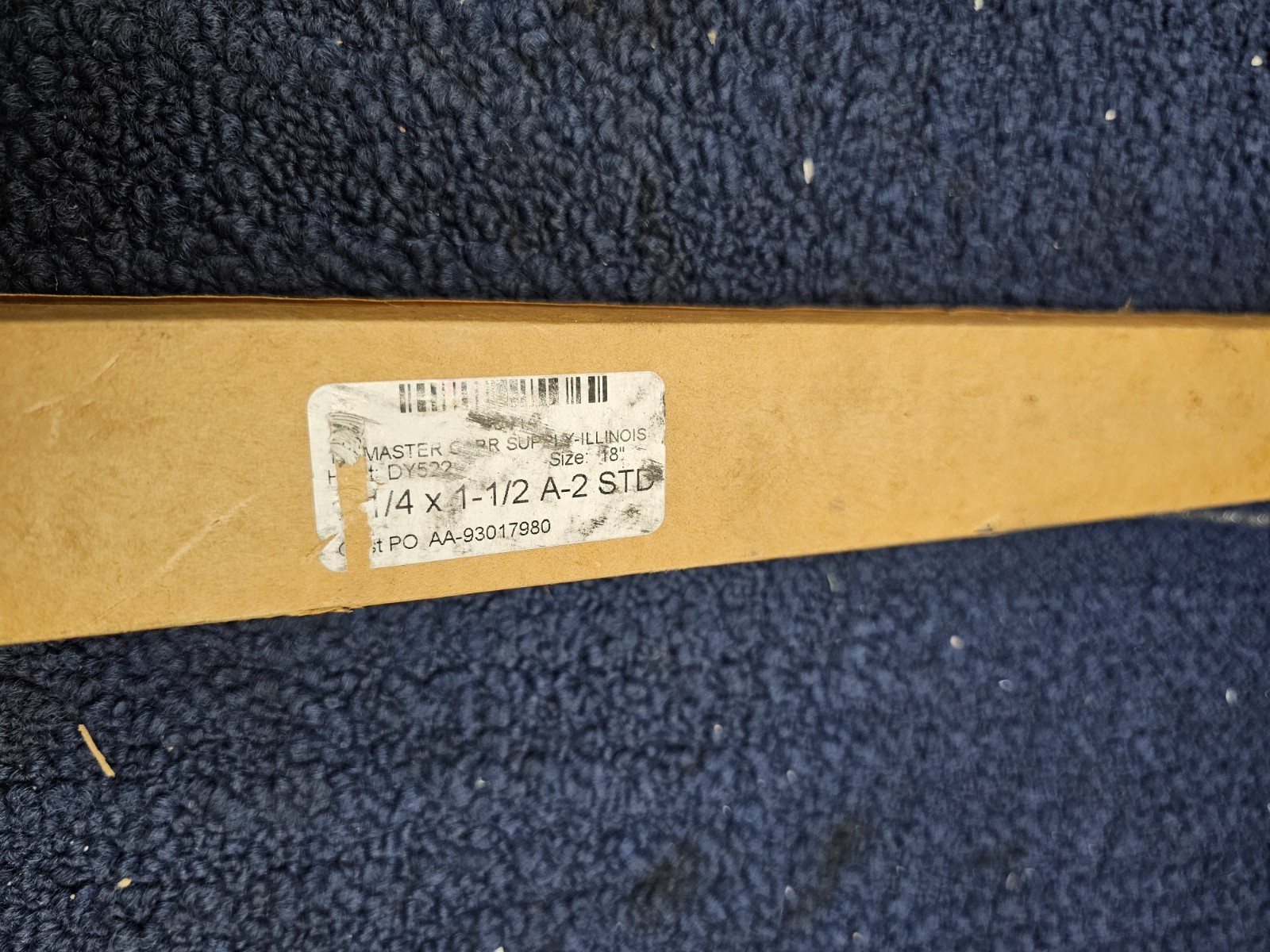 McMaster Carr Supply 18″ 1-1/4″ x 1-1/2 A-2 STD Heat Treated Ground Stock