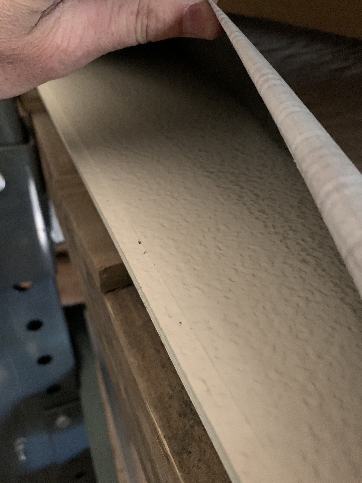 22 gage sheet metal, 3000 Sq/ft, Embossed, Light Tan