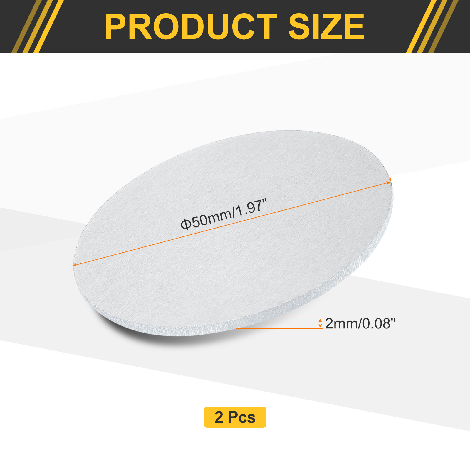 2Pcs Aluminum Disc, 2″(50mm) Dia 0.08″(2mm) Thick Round 1060 Aluminum Sheets