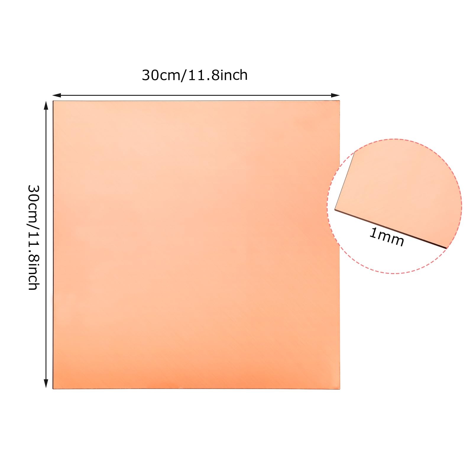 ZOFORTY Pure Copper Sheet 12 x 12 Inch 18 Gauge/1mm Metal reddish brown