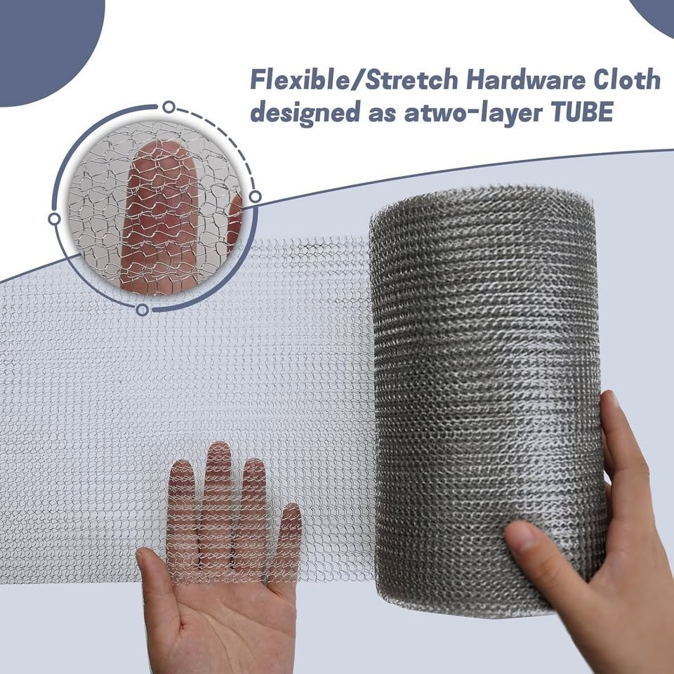 12″ X 50 ft Stainless Steel Mesh, Wire Mesh for Plants, Hole Gap Fill Fabric