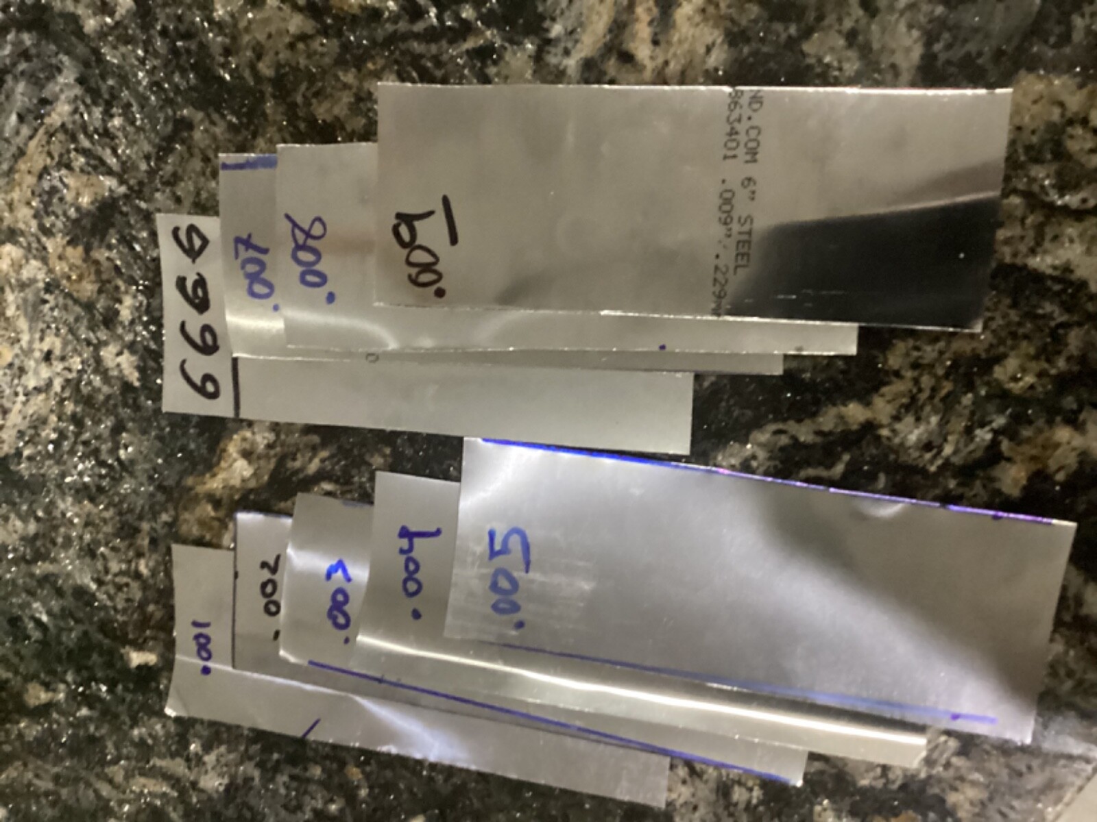 LARGE ASSORTMENT OF PRECISION BRAND STEEL SHIM (Gauge .001 through .009) 2×6”