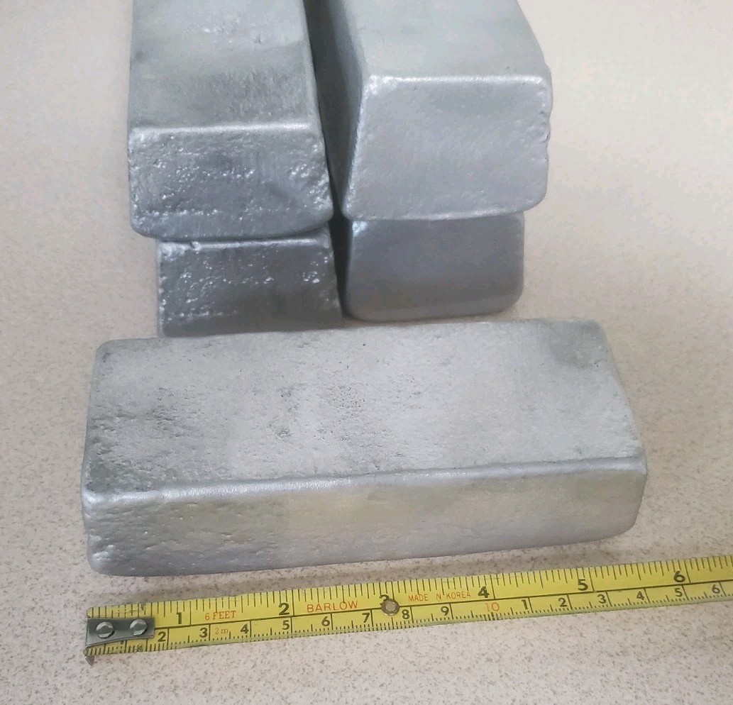 Aluminum Ingots For Casting (Hand poured) 8.6 Pounds