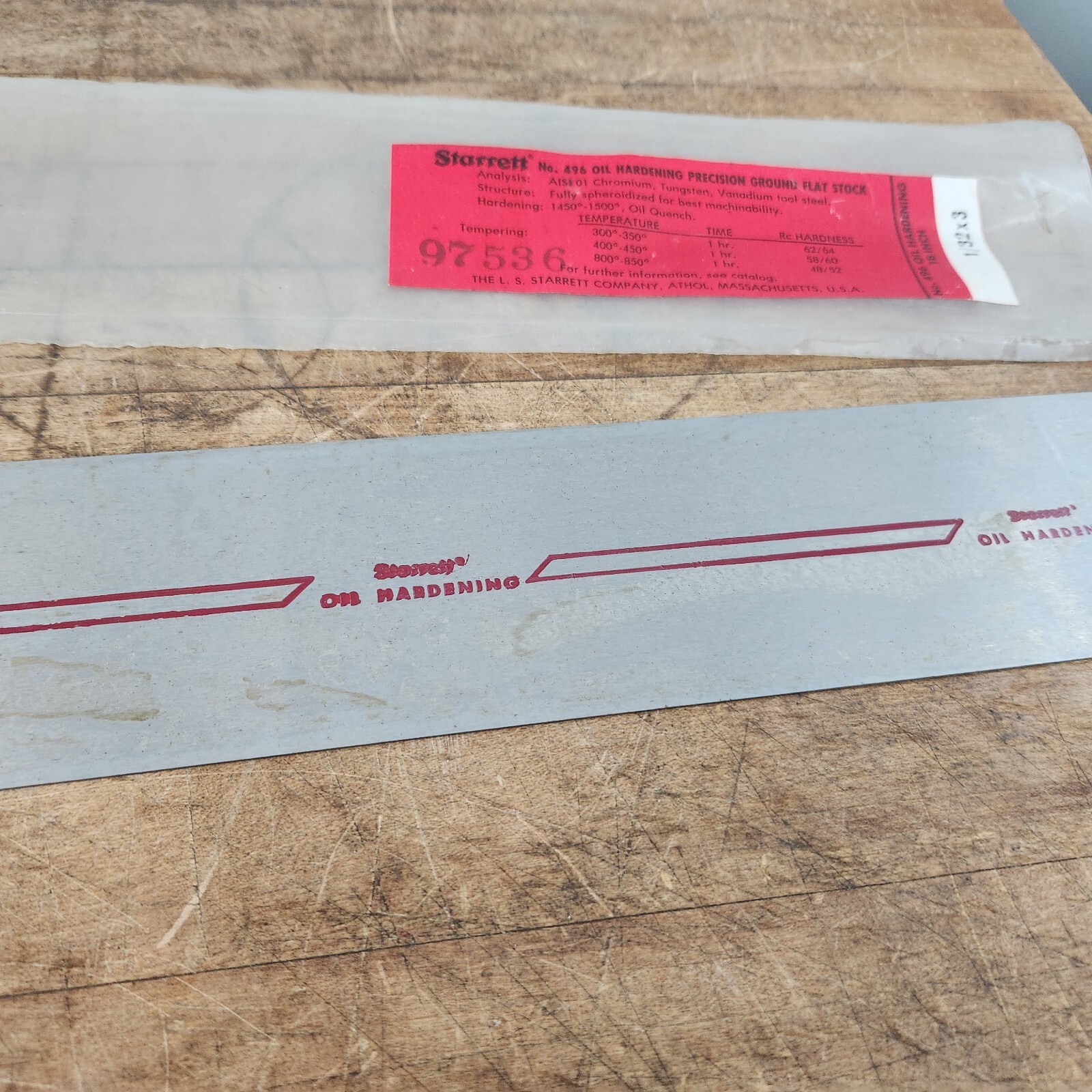 Starrett No. 496 Oil Hardening Precision Ground Flat Stock 18″ Machinist USA