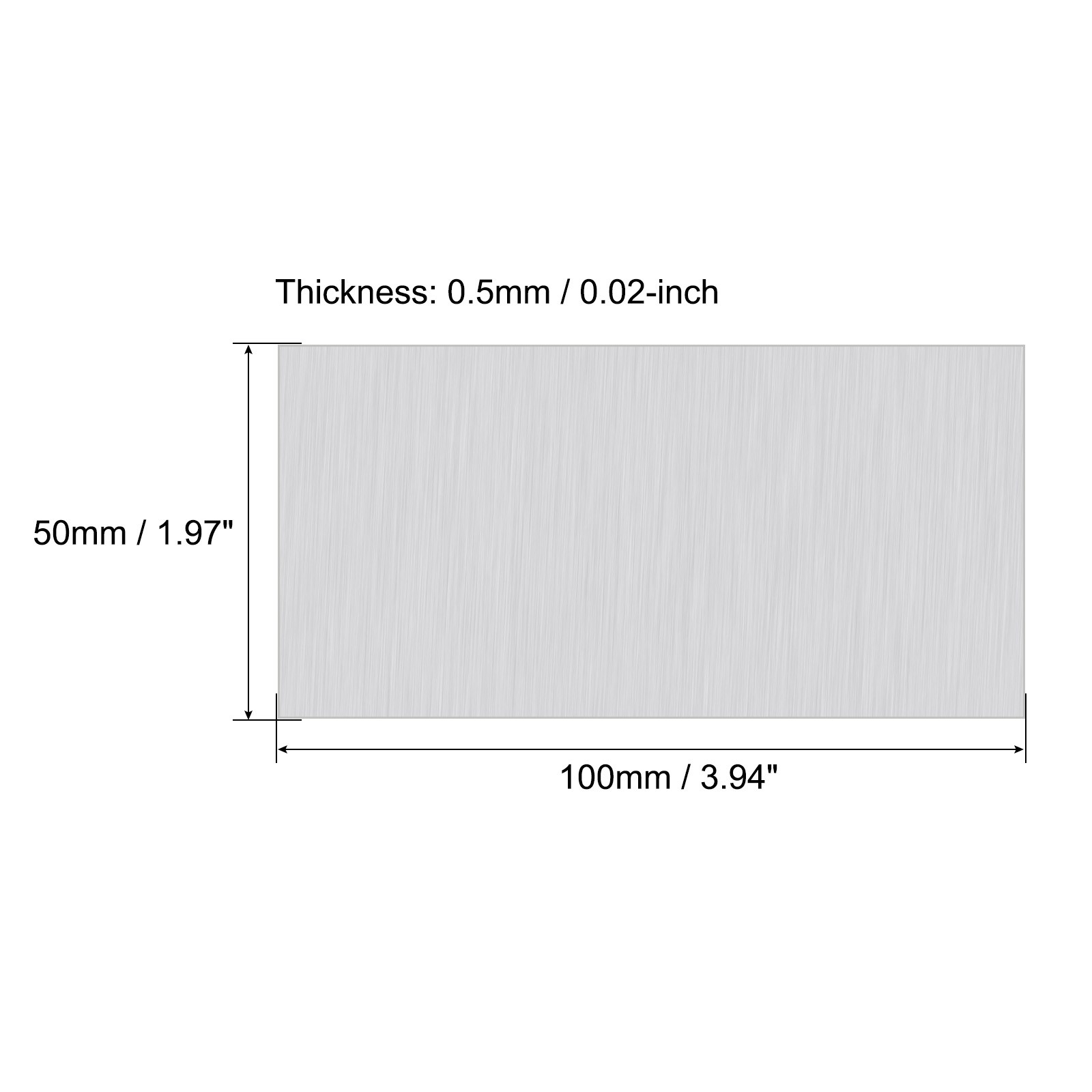 100mm x 50mm x 0.5mm Rectangle 6061 Aluminum Sheet Flat Metal Plate Stock, 6Pcs