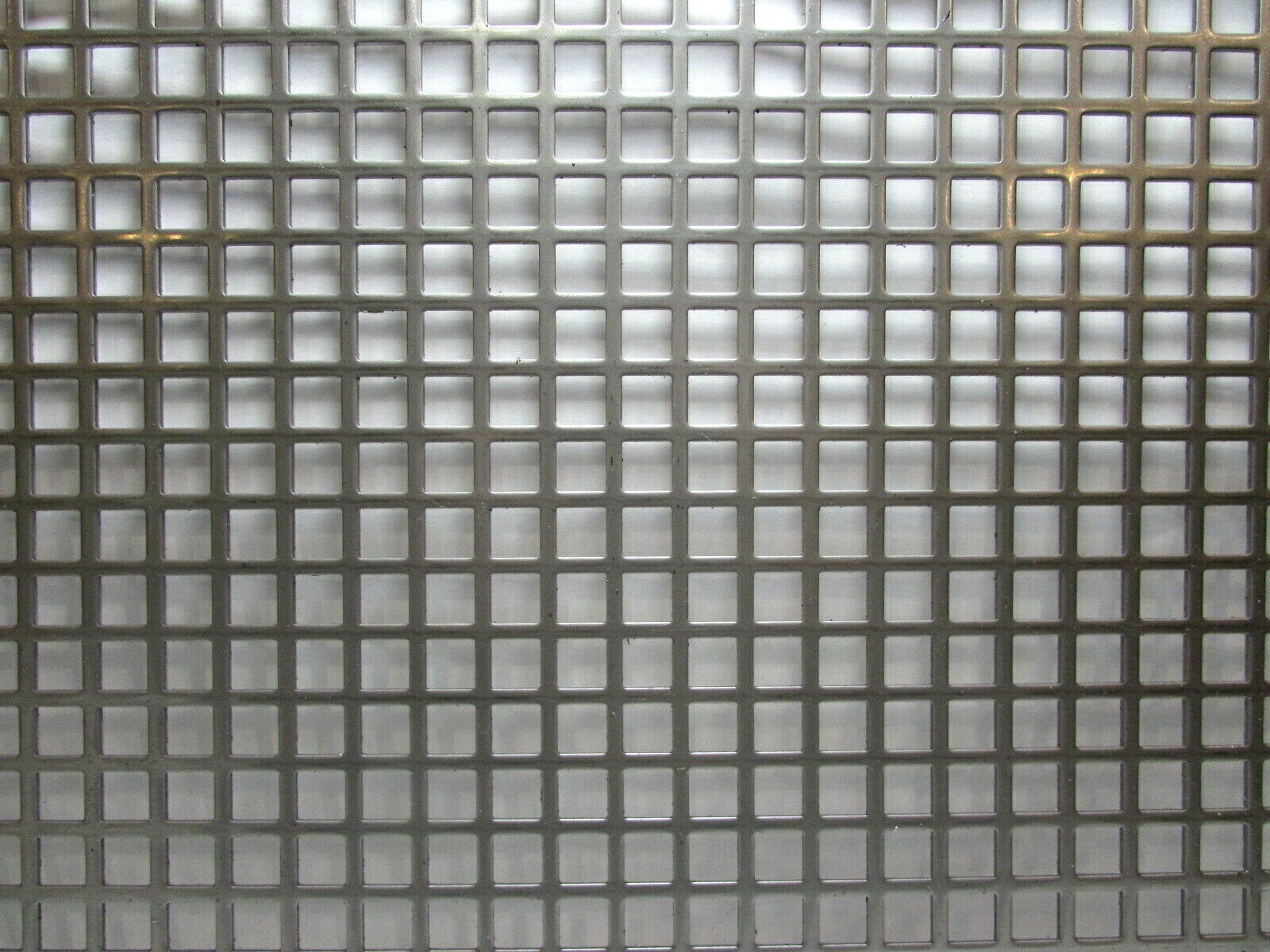 ==3/8″ SQUARE—- 16 GA. STAINLESS PERFORATED METAL —12-1/8″ x 10-7/8″==