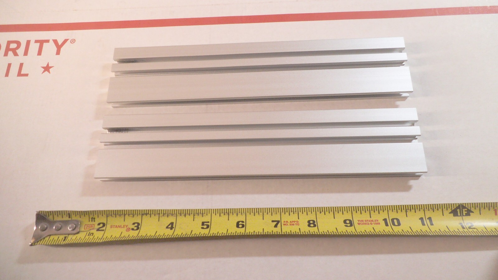 Lot of 2 pcs Aluminum slotted bar stock, 9-5/8″ x 2″ x .475 thick
