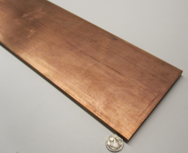 110 Copper Bar 1/8(H00) to 1/4 Hard(H01).250″ Thick x 6.0″ Wide x 24.0″ Length