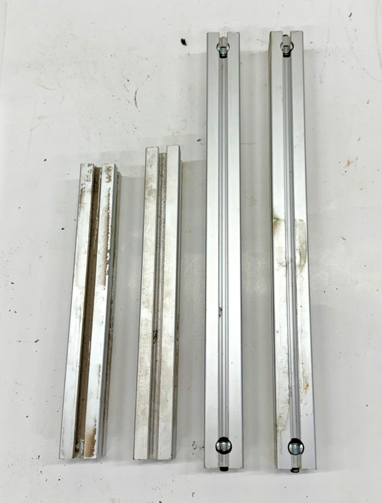 80/20 45MM ASST LENGTHS, 45-4545, (LOT OF 4), 14-1/8″ TO 22″, 4 OPEN SLOTS
