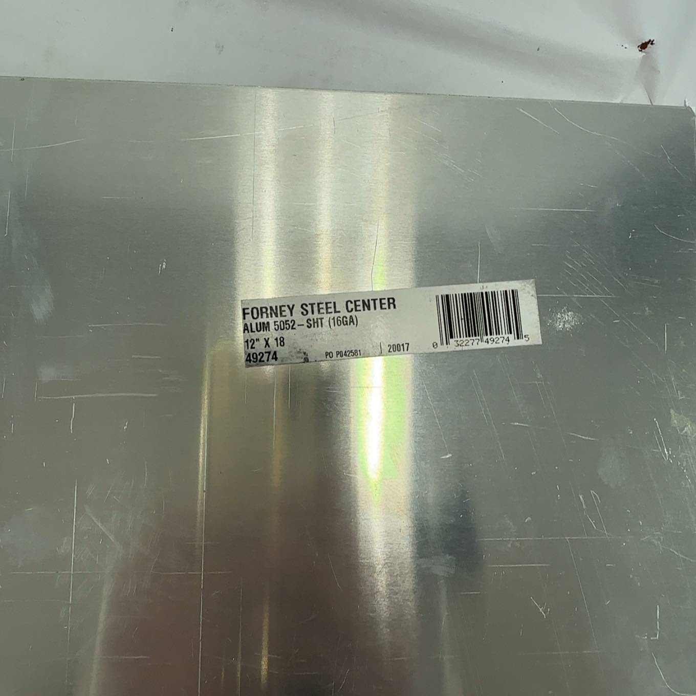 Forney 49274 Aluminum Sheet Metal 16 Gauge 18in x 12in 5052 Custom Fabrication