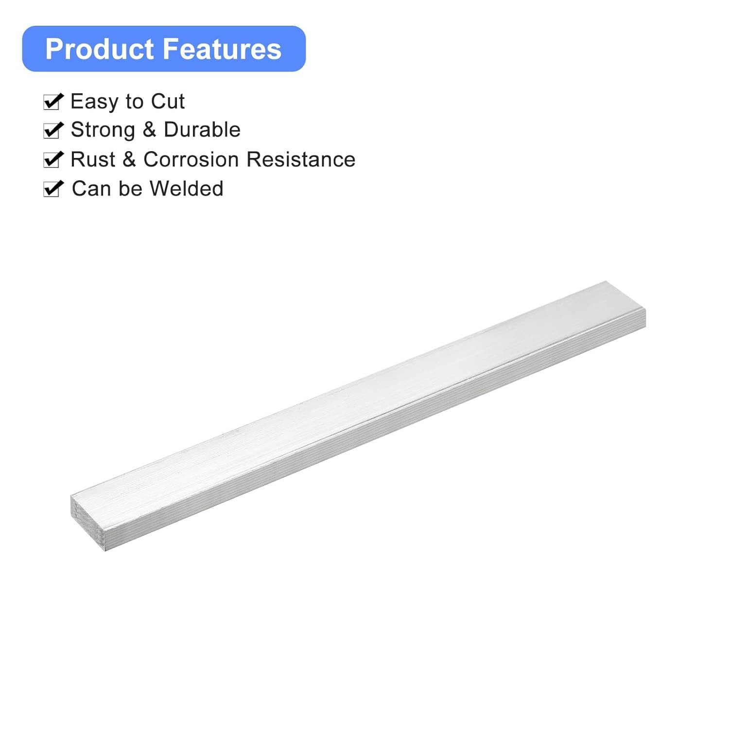 Lightweight and Corrosion-Resistant 6061 Aluminum Square Bar, 3/8″ x 1″ x 10″