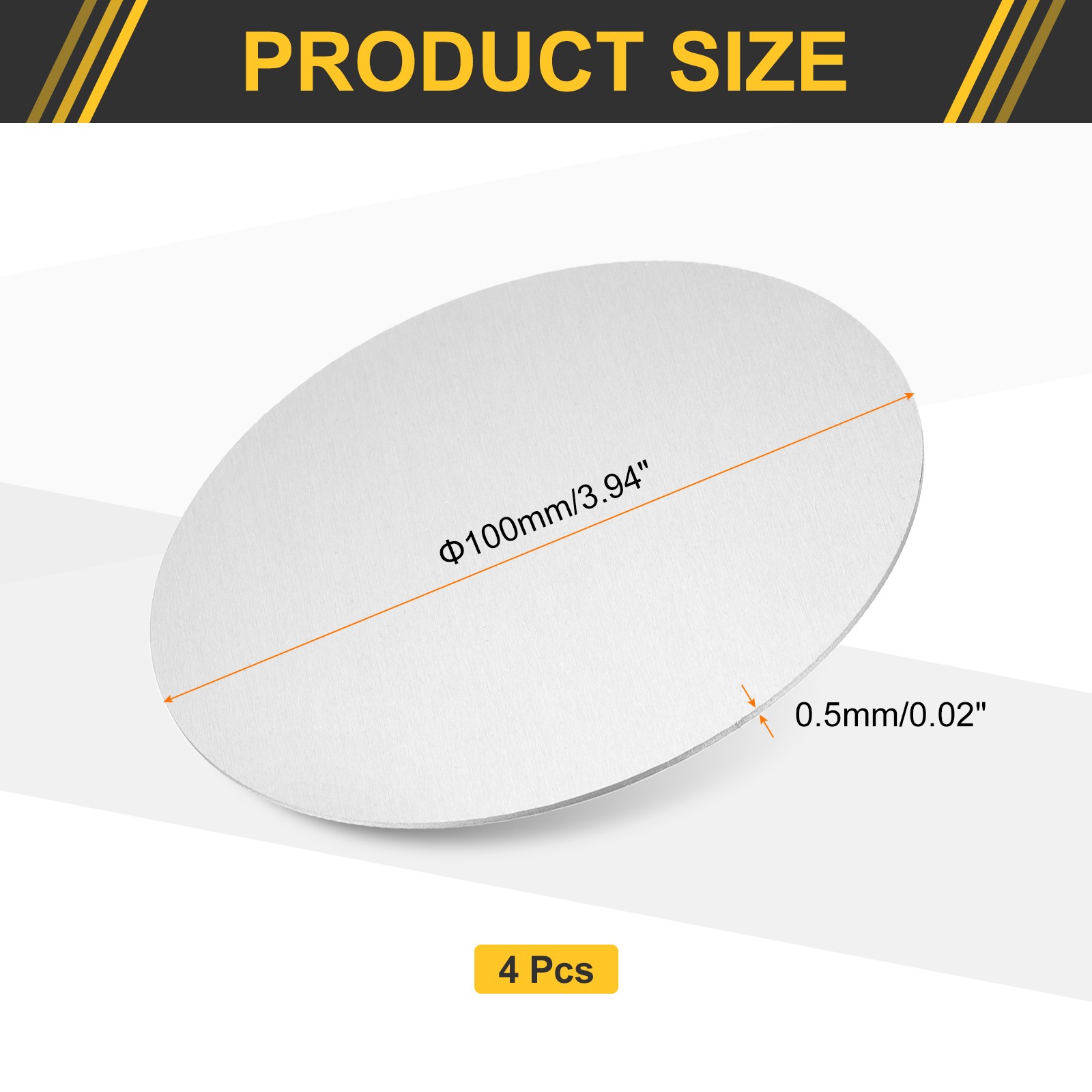 4Pcs Aluminum Disc, 4″(100mm) Dia 0.02″(0.5mm) Thick Round 1060 Aluminum Sheets
