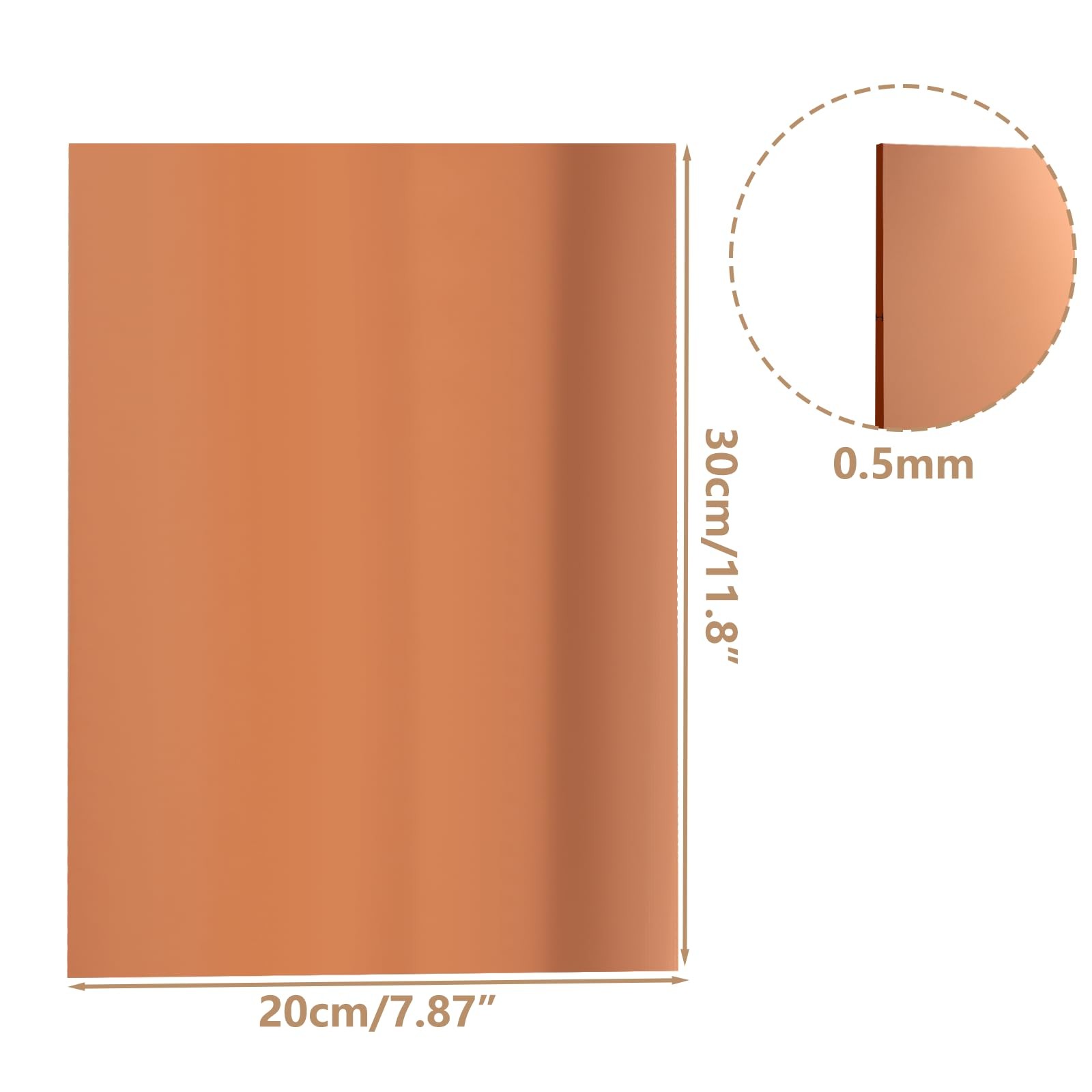 2pcs Pure Copper Sheet 8 X 12 Inch 24 Gauge/0.5mm Metal Copper Plate Film Attach