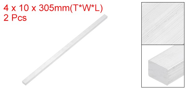 Square 6063 Aluminum Flat Bar, 2Pcs 5/32″ Thickness 3/8″ Width 12″ Length
