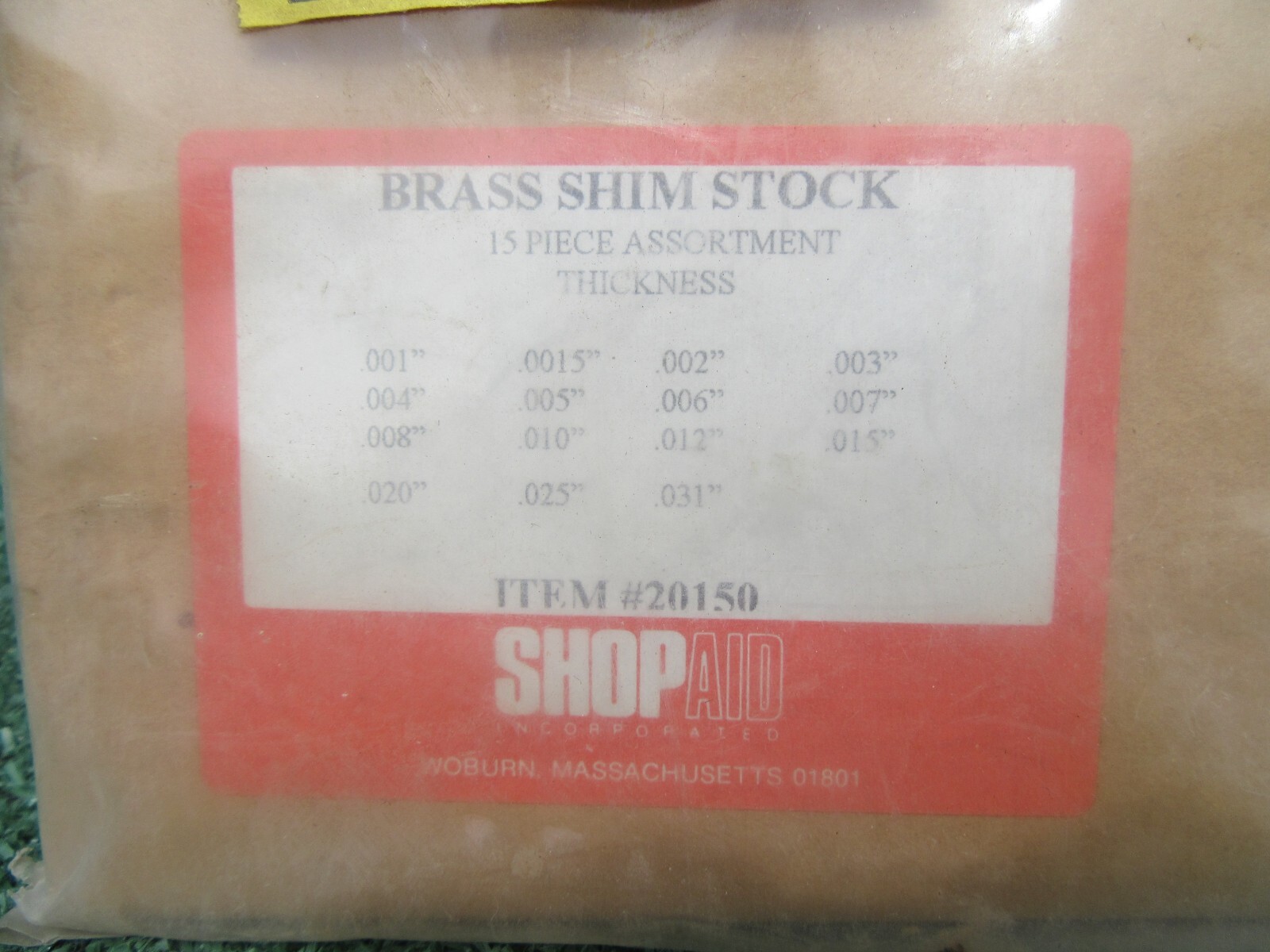 Brand New Shop Aid 15 Piece 6″ x 12″ Brass Shim Stock .001-.031 Item 20150
